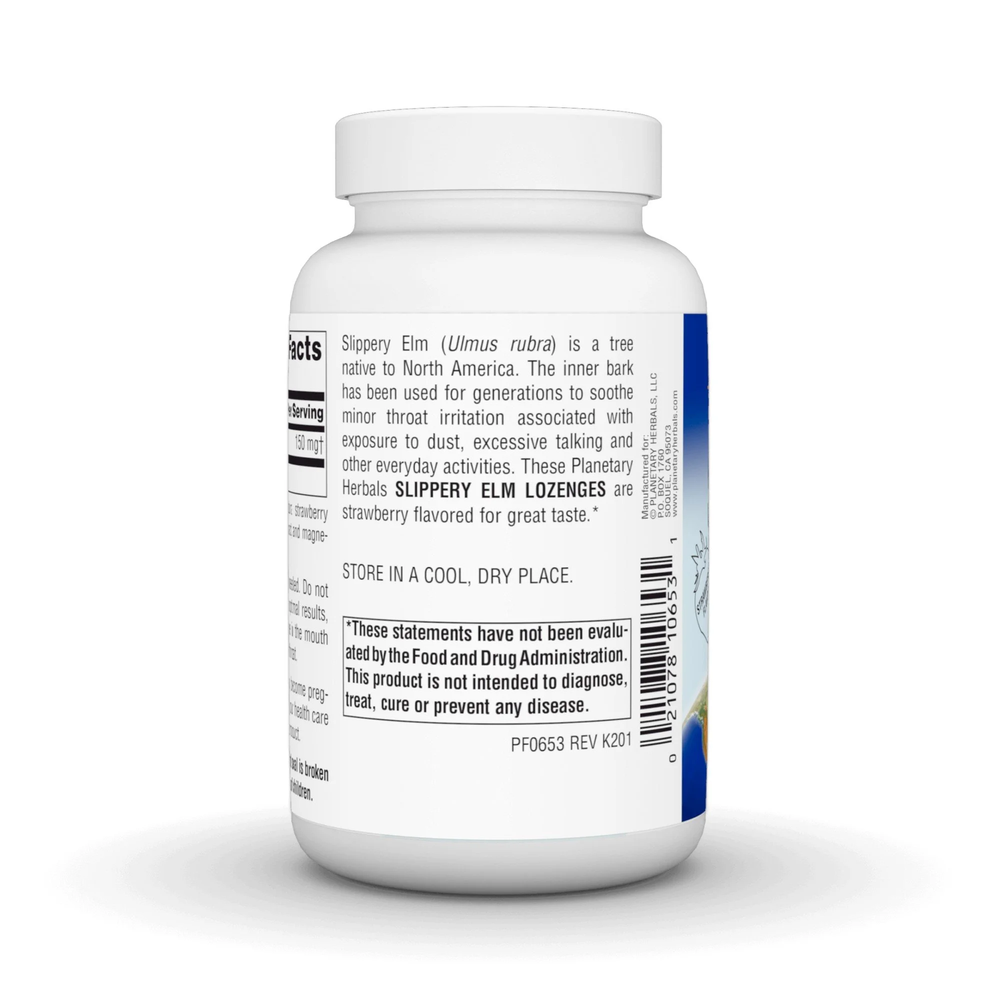 Slippery Elm Lozenges Strawberry 150 mg - 200 Count by Planetary Herbals