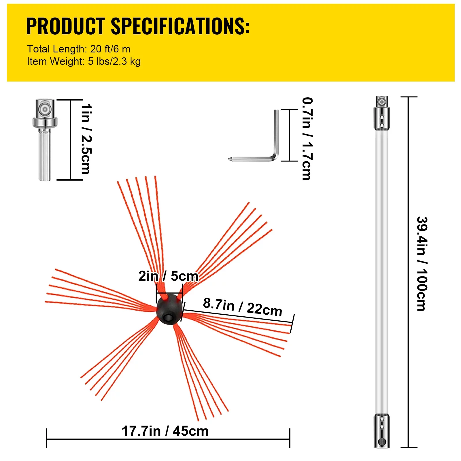 BENTISM Chimney Sweep Kit Chimney Cleaning Kit 20FT Sooteater Chimney Cleaning Kit