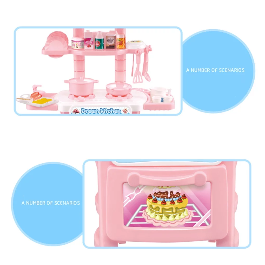 Dido Kids Kitchen Toys Pretend Play Cooking Toys Tableware Sets Baby Toddlers Kitchen Simulation Toys