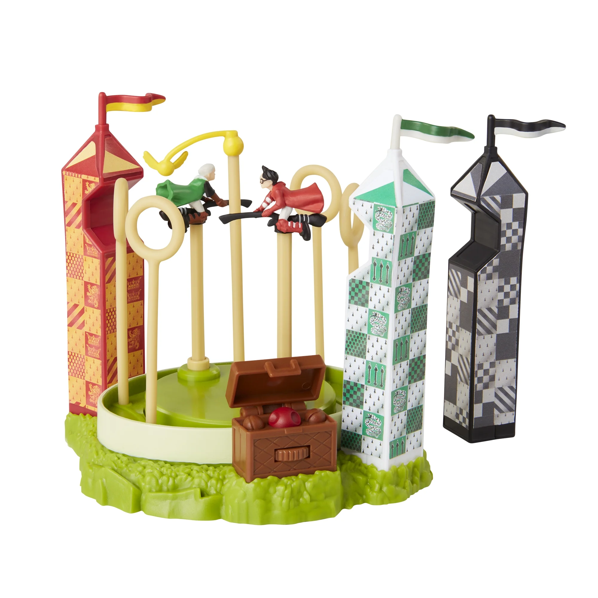HARRY POTTER Quidditch Pitch Arena Mini Playset, Featuring HP and Draco Malfoy! Chase The Golden Snitch!