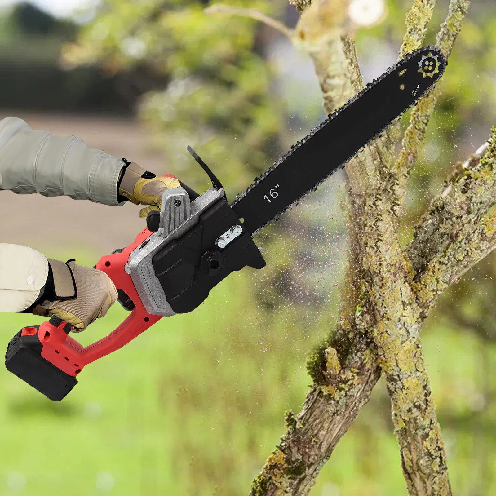 ZhdnBhnos 16 INCH Portable Brushless Chainsaw Battery-Operated Chain Saw for Wood Cutting Trimming