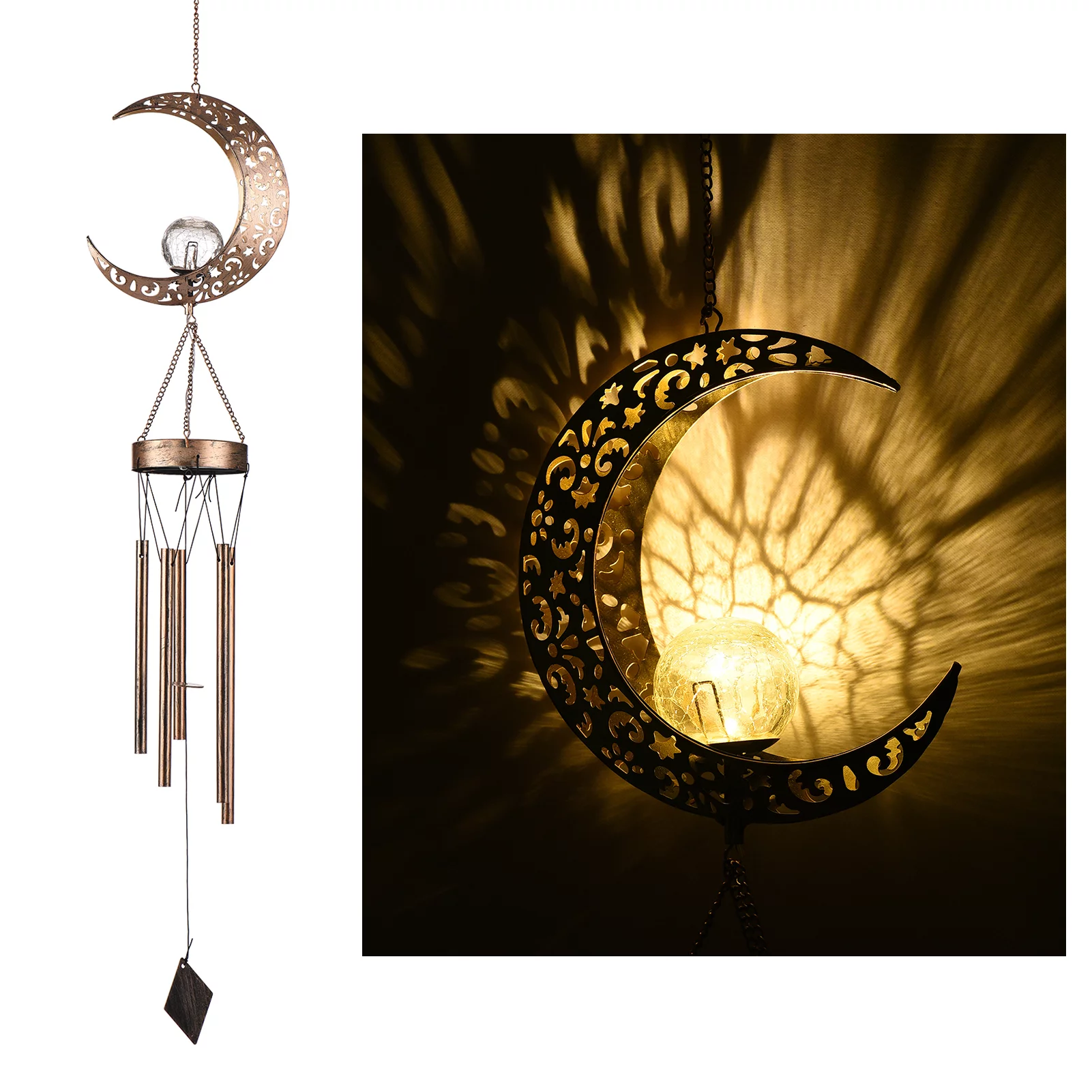 Wind Chimes,With Led Lamp Patio Balcony Wind Chime With Patio Balcony Hallway Metal Windbell Solar Chime With Led Chimes Lamp Patio Solar Wind Decoration Waterproof Wind Huiop Dsfen