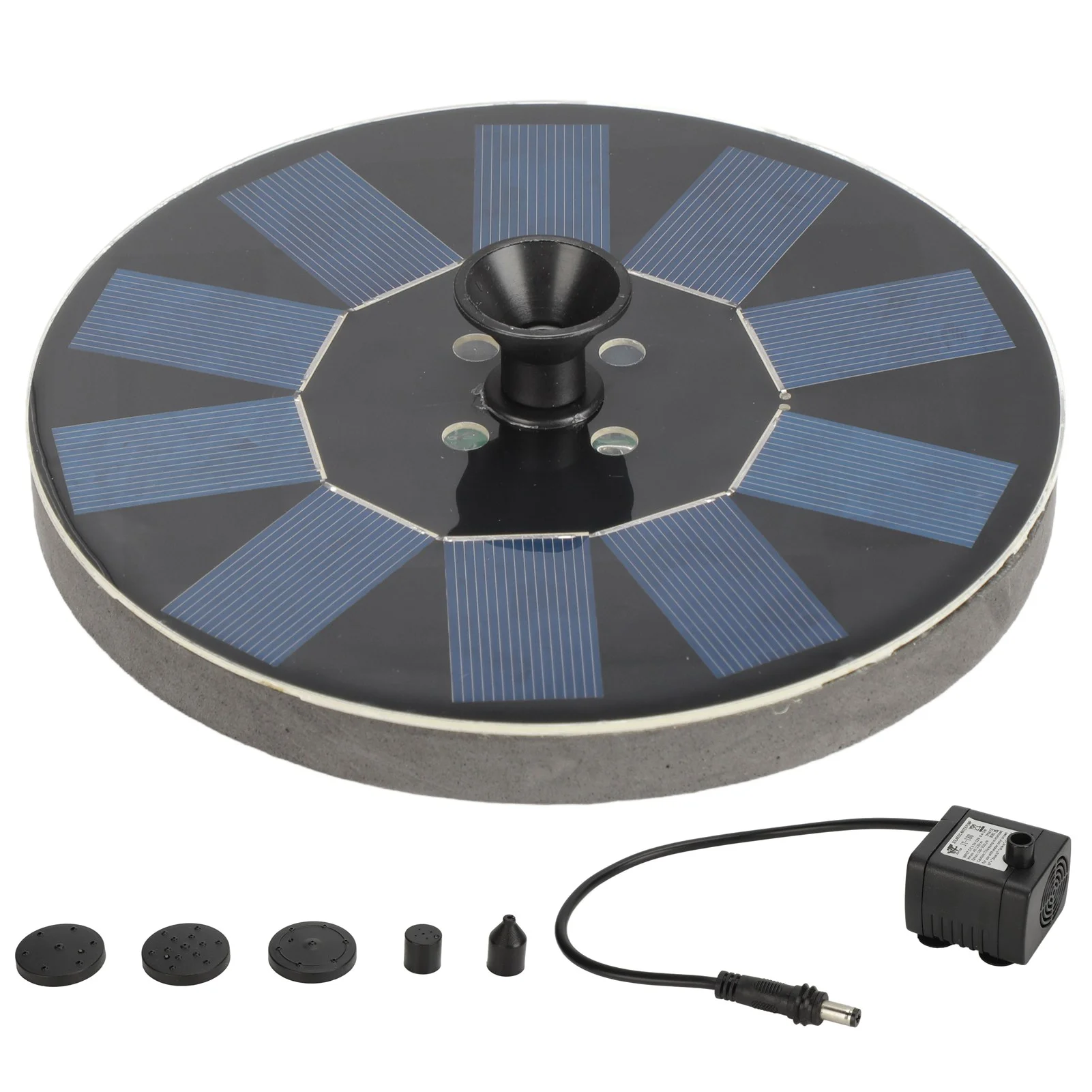 TICFOX Solar Fountain Round 1.4W Floating Solar Landscape Fountain with Lights for Pool Pond Garden Decoration Black Solar Water Fountain