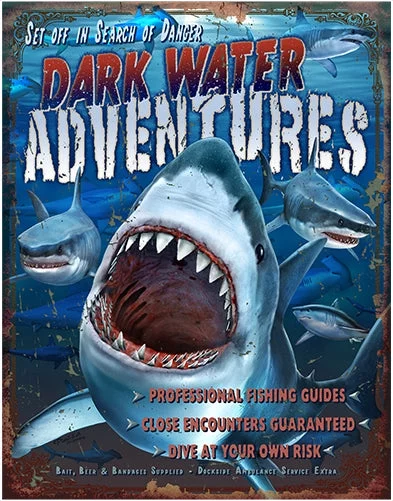 Dark Water Adventures Novelty Sign | Indoor/Outdoor | Funny Home Décor for Garages, Living Rooms, Bedroom, Offices | SignMission personalized gift Wall Plaque Decoration