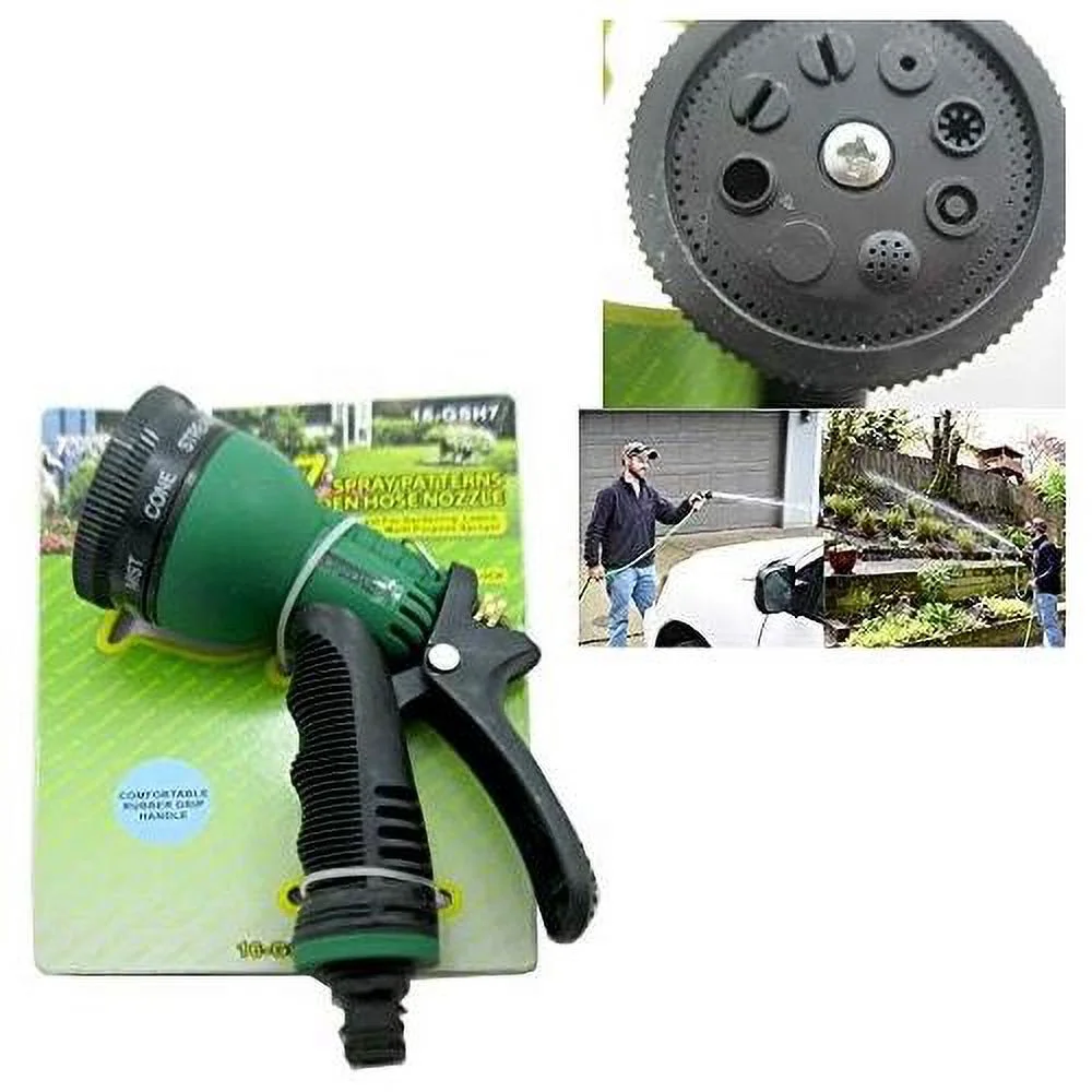 7 Way Sprayer Garden Hose Nozzle Water Pressure Head Sprinkler Lawn Rubber Grip