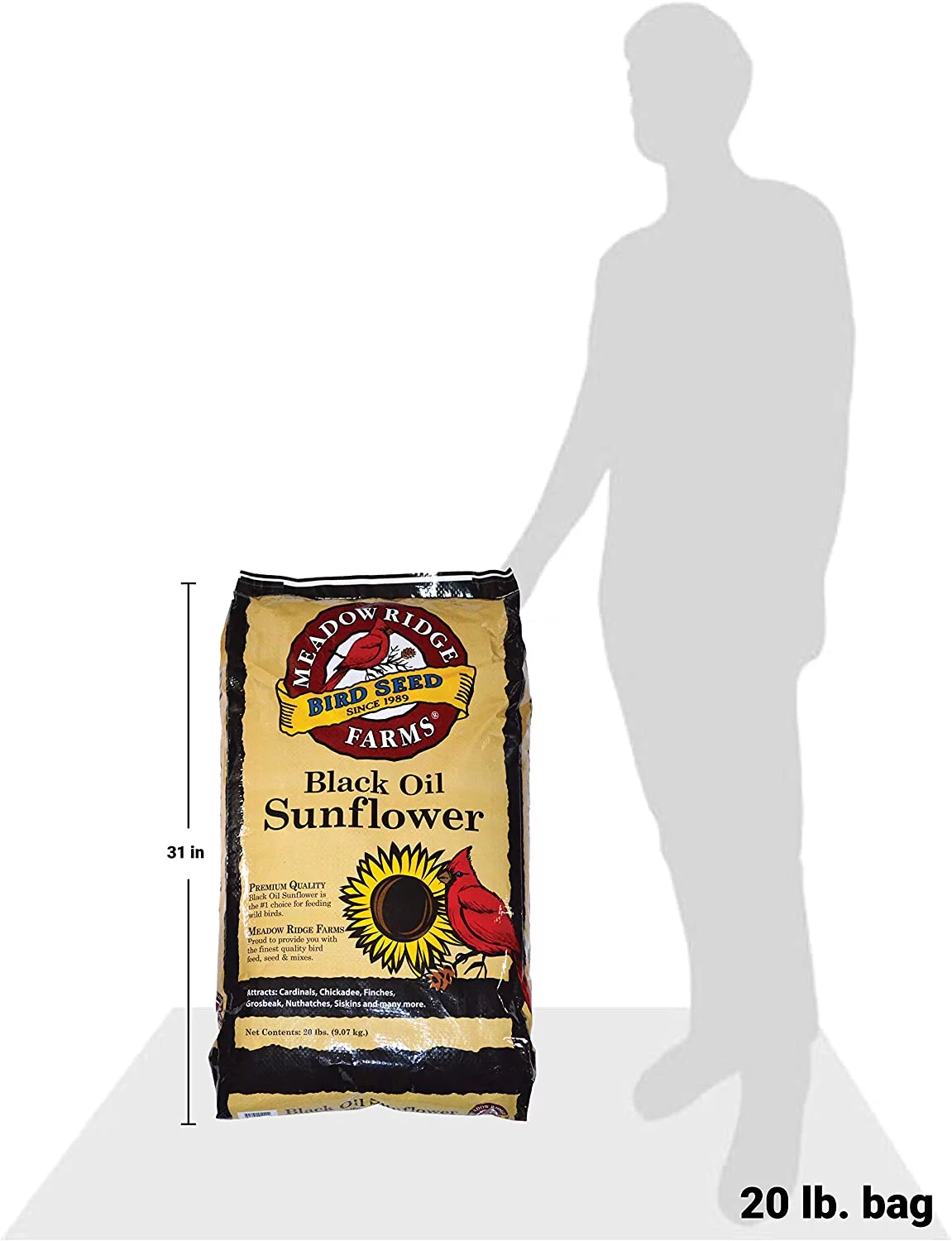 Meadow Ridge Farms Black Oil Sunflower Bird Seed, 20-Pound Bag
