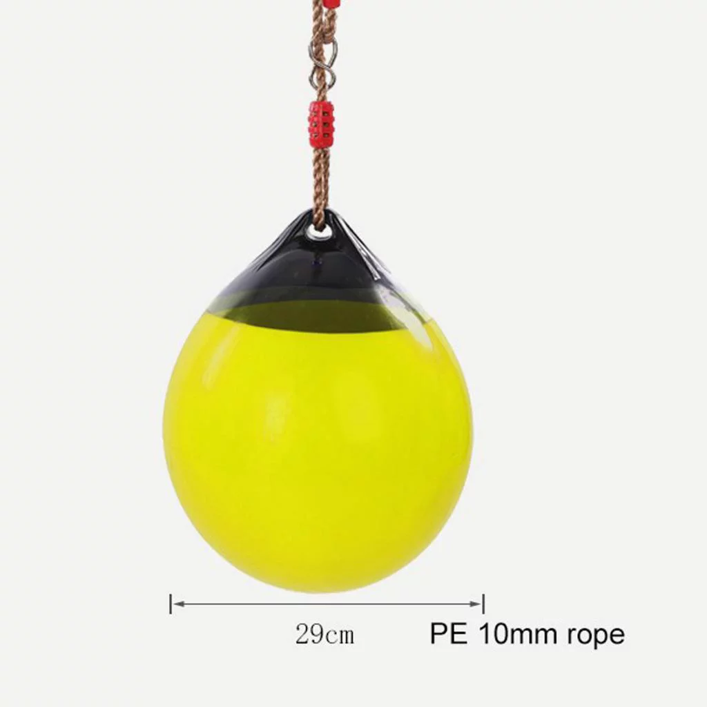 Inflatable Ball Swing Seat With Nylon Rope Gyms Playground Toys - Yellow,
