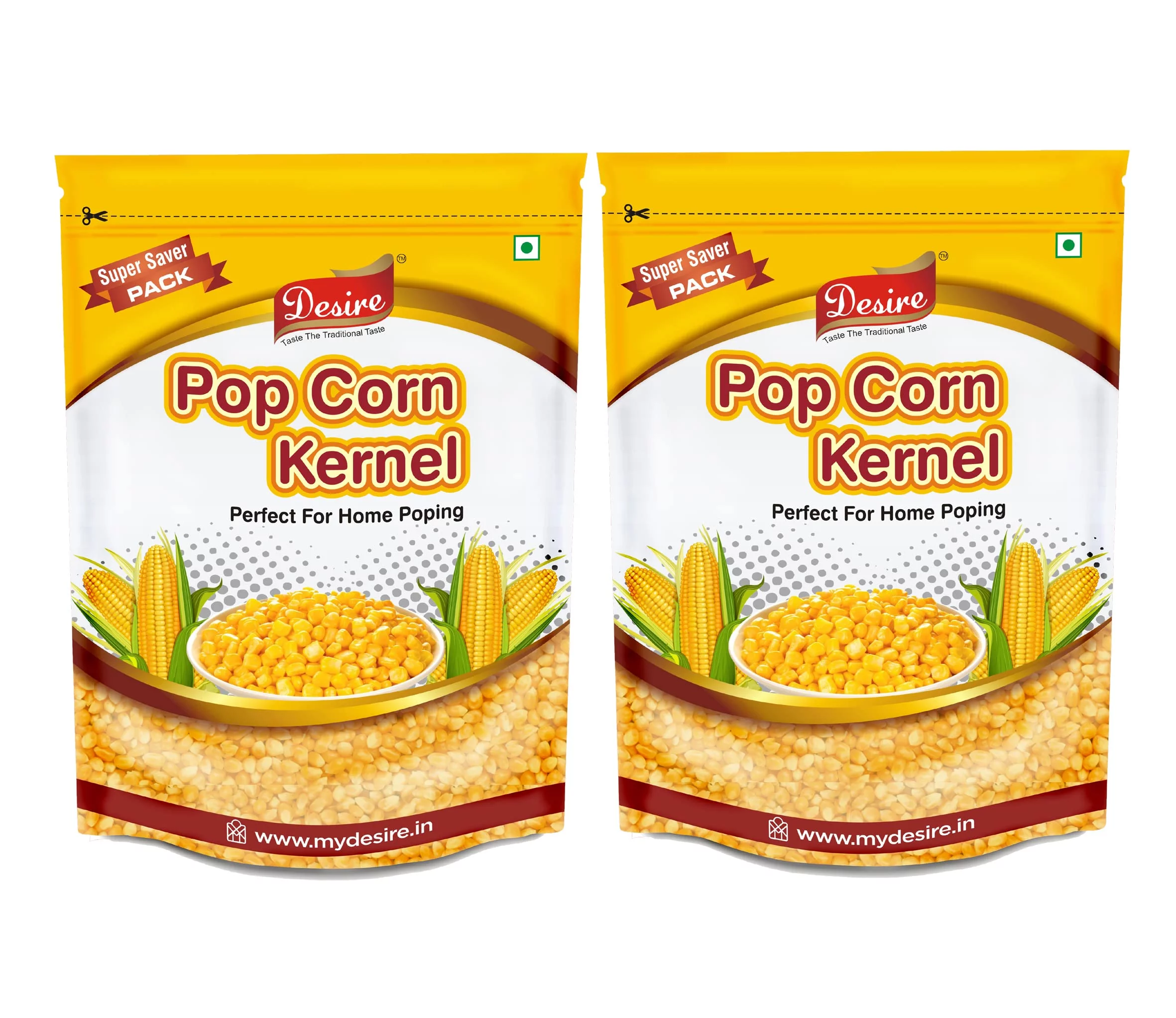 Desire Popcorn Kernel Seeds 2 Kg | Big Size Gourmet Pop Corn Kernels Imported | High Expansion, A Grade Makkai Popcorn