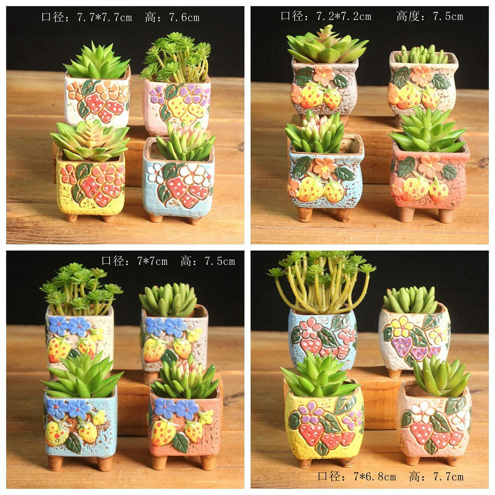 Hand-Painted Ceramic Succulent Planter - Thumb Pot Desktop Plant Pot