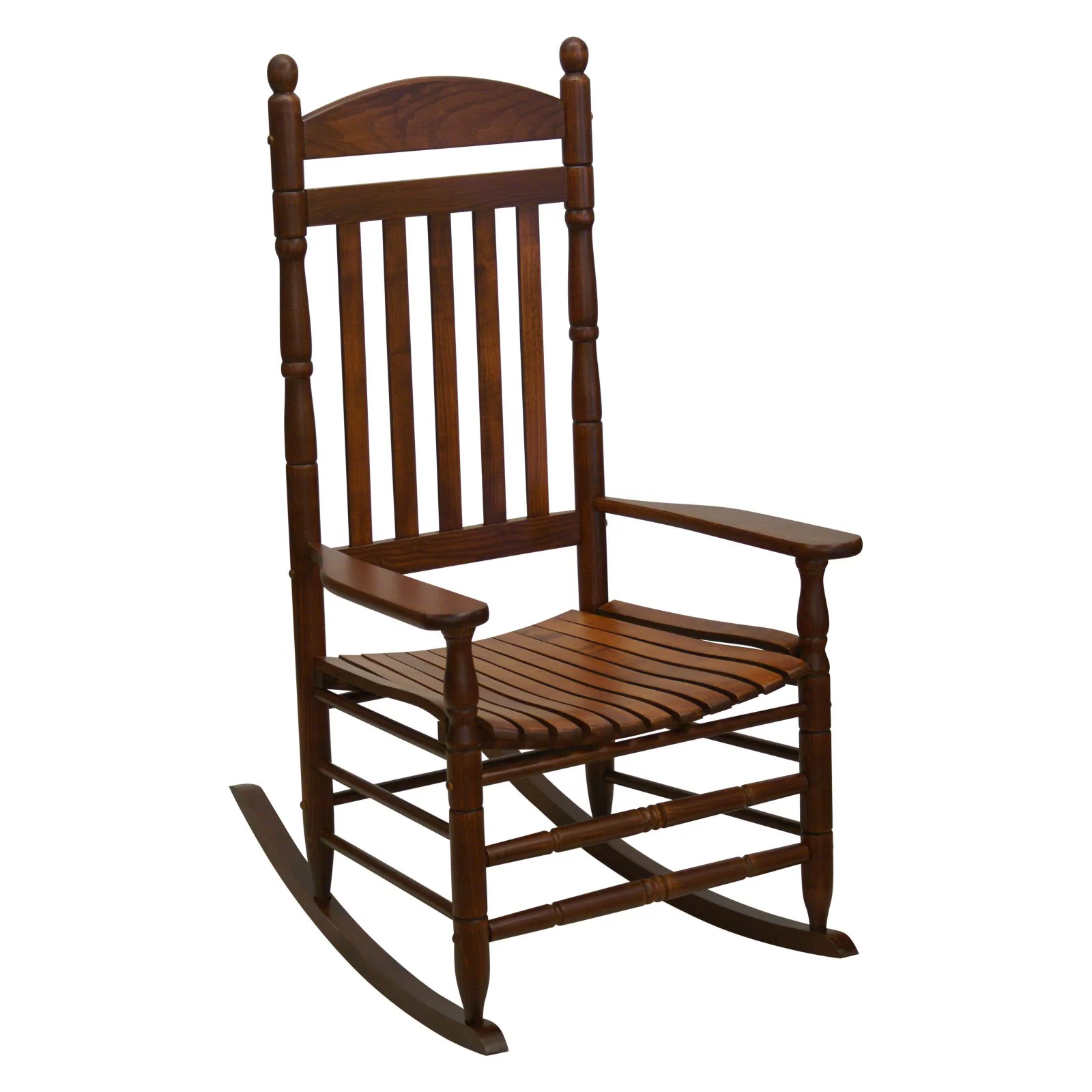 Hinkle Riverside Round Post Slat Back Wood Patio Rocking Chair