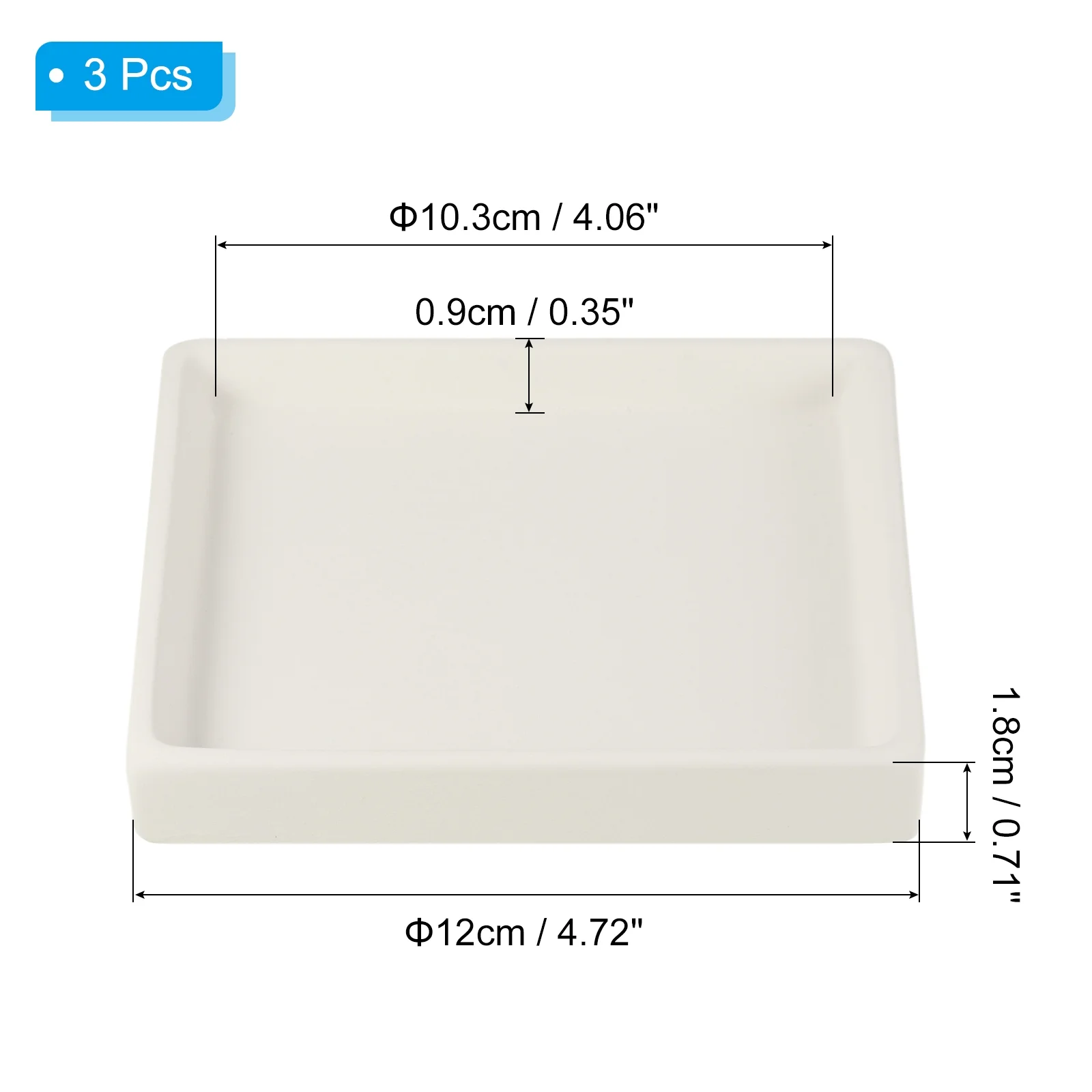 Plant Pot Saucers 5 Inch, Ceramic Square Flower Tray for Indoor, Beige 3 Pack