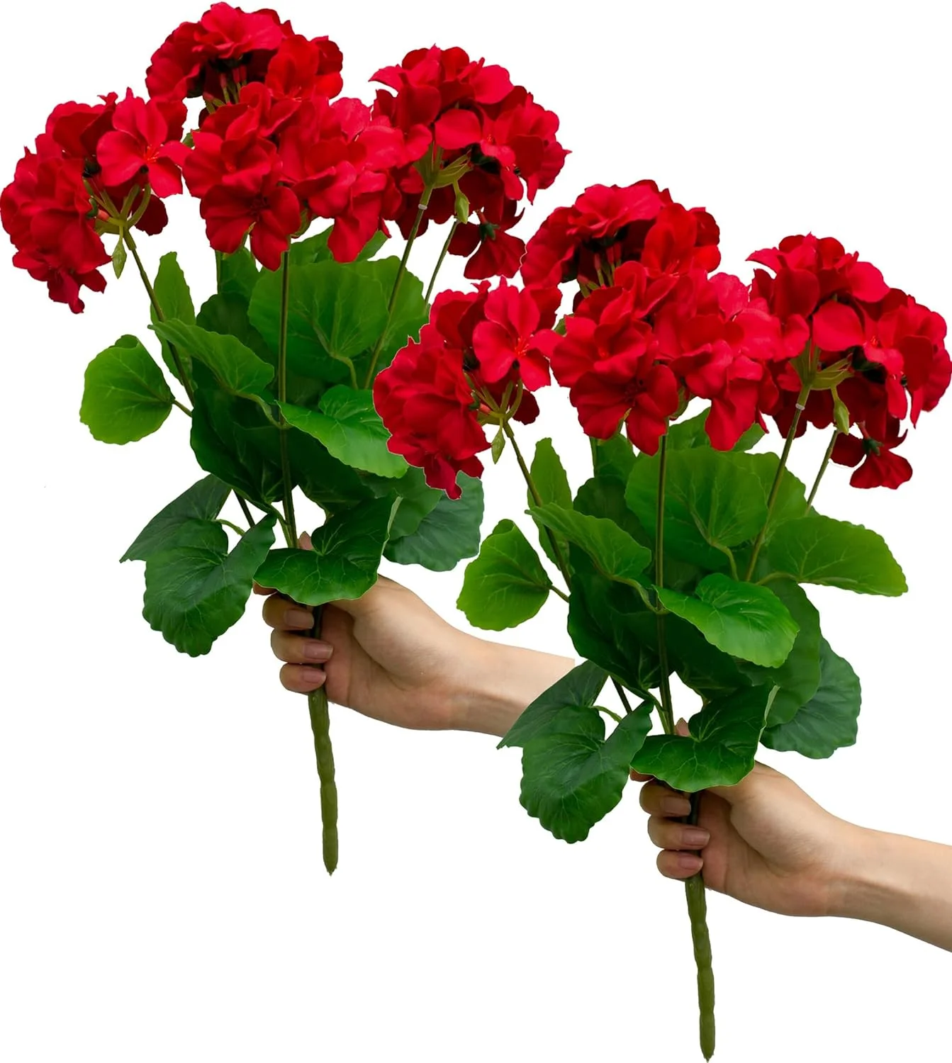 Morttic 2PCS 14'' Artificial Geraniums Silk Flowers Plants Home Outdoor Decor Garden Window Box