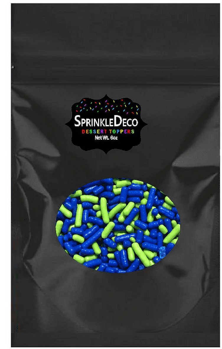 Sprinkle Deco® Lime Green and Blue Cake Pop Cookie Cupcake Cakes Semi-Sweet Edible Confetti Decorations Sprinkles Desert Jimmies Toppers