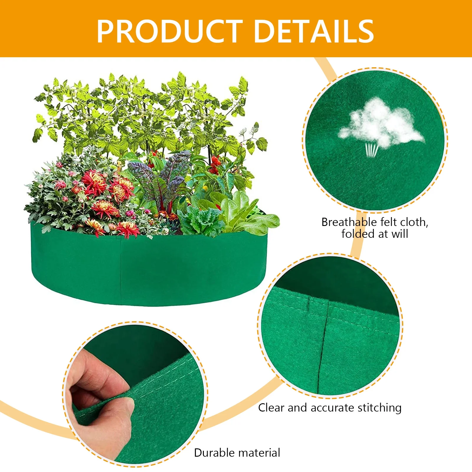 Tripumer 2 Pcs Plant Grow Bag Round Raised Garden Planting Beds Pots 50 Gallon Large Heavy Duty Fabric Grow Pot Breathe Cloth Planting Container Outdoor Green
