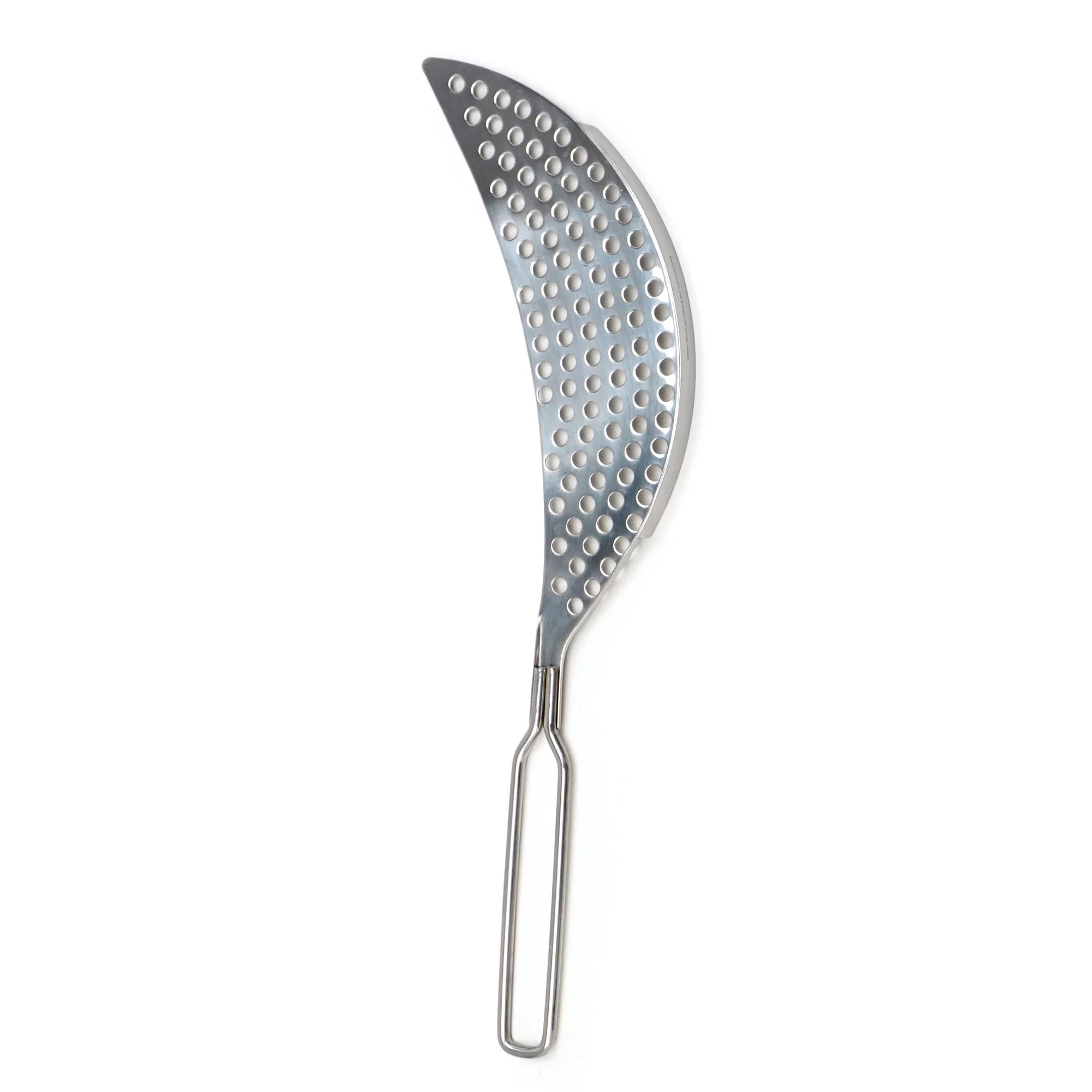 Silver Stainless Steel Pierced Crescent Pot Strainer
