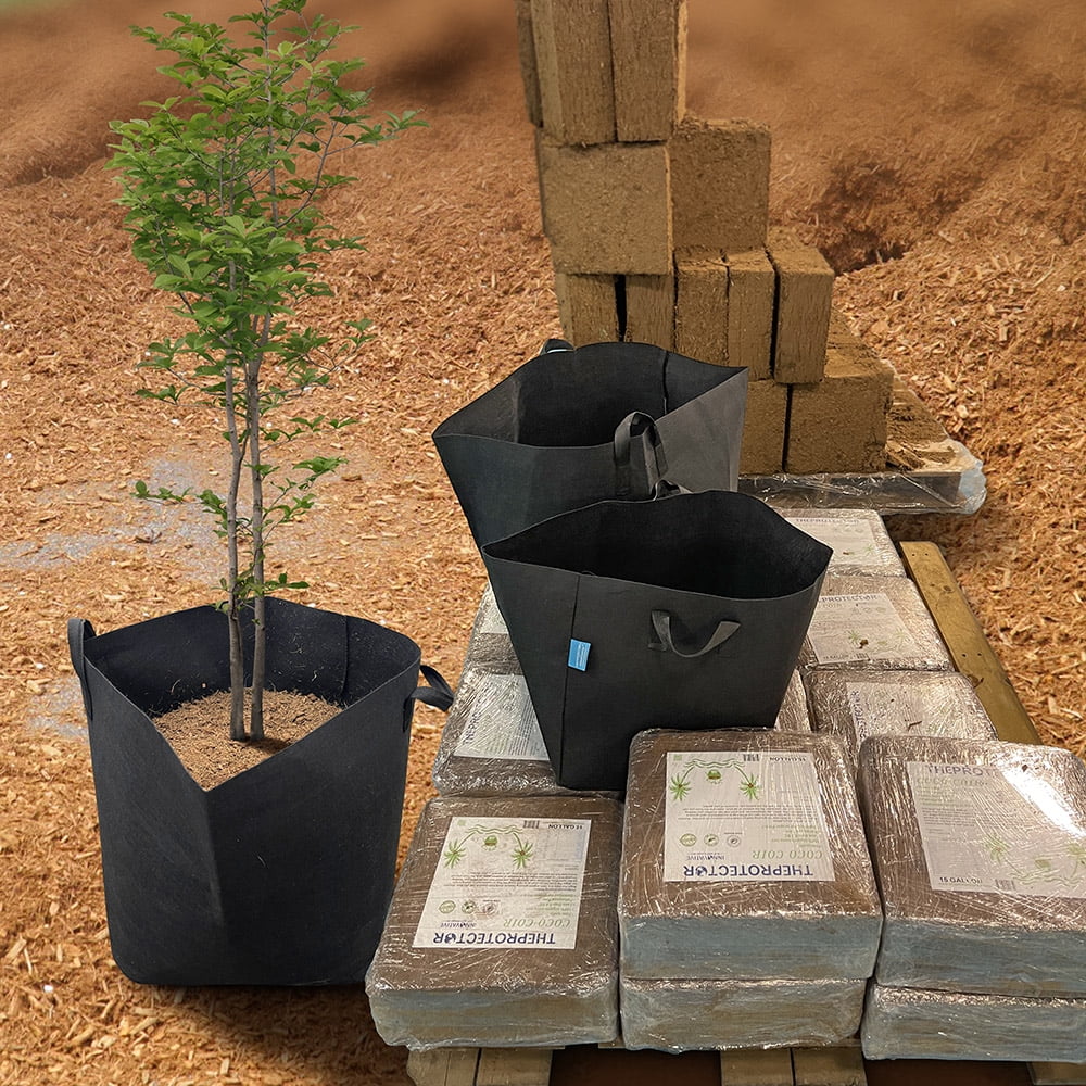 COCO COIR 7 GAL. NAKED BLOCK / COMPRESSED COCO COIR, GROW MEDIA, Fabric pot included (Gift)