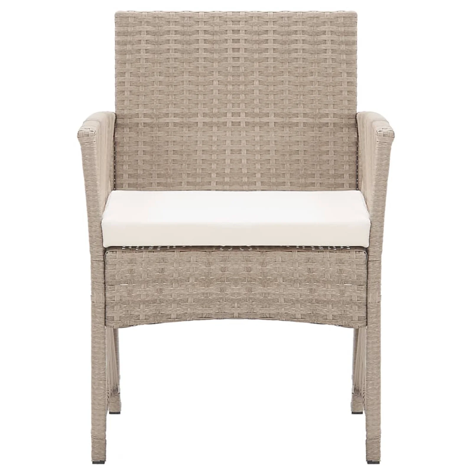 Anself Patio Armchairs with Cushions 2 pcs Beige Poly Rattan