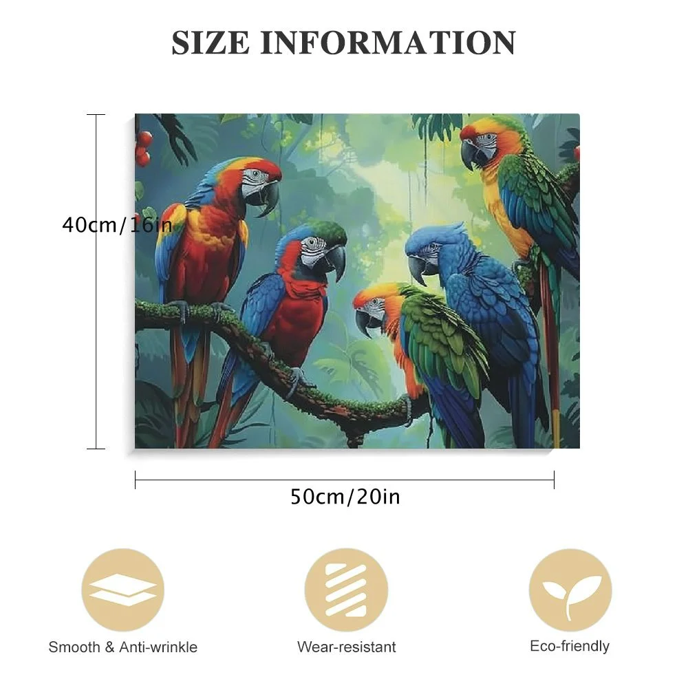 BCIIG Large Tropical Birds Animal Canvas Wall Art Rainbow Parrots on the Branch Rainforest Picture Painting For Living Room Home Decor Stretched and Framed Ready to Hang  frameless 20