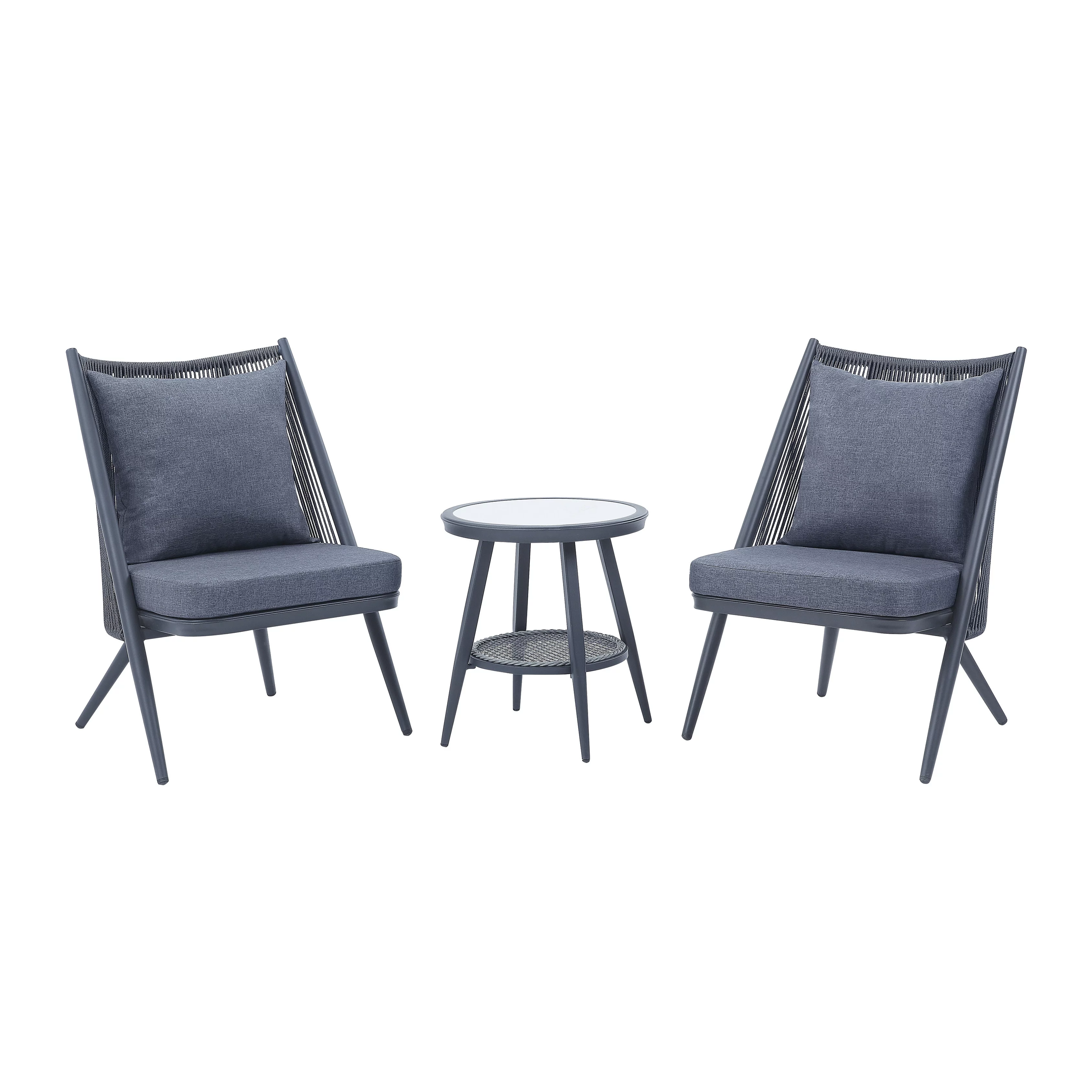 Furniture of America Delgado Bohemian Aluminum 3-Piece Patio Chair and Slate Top Table Set by  Grey
