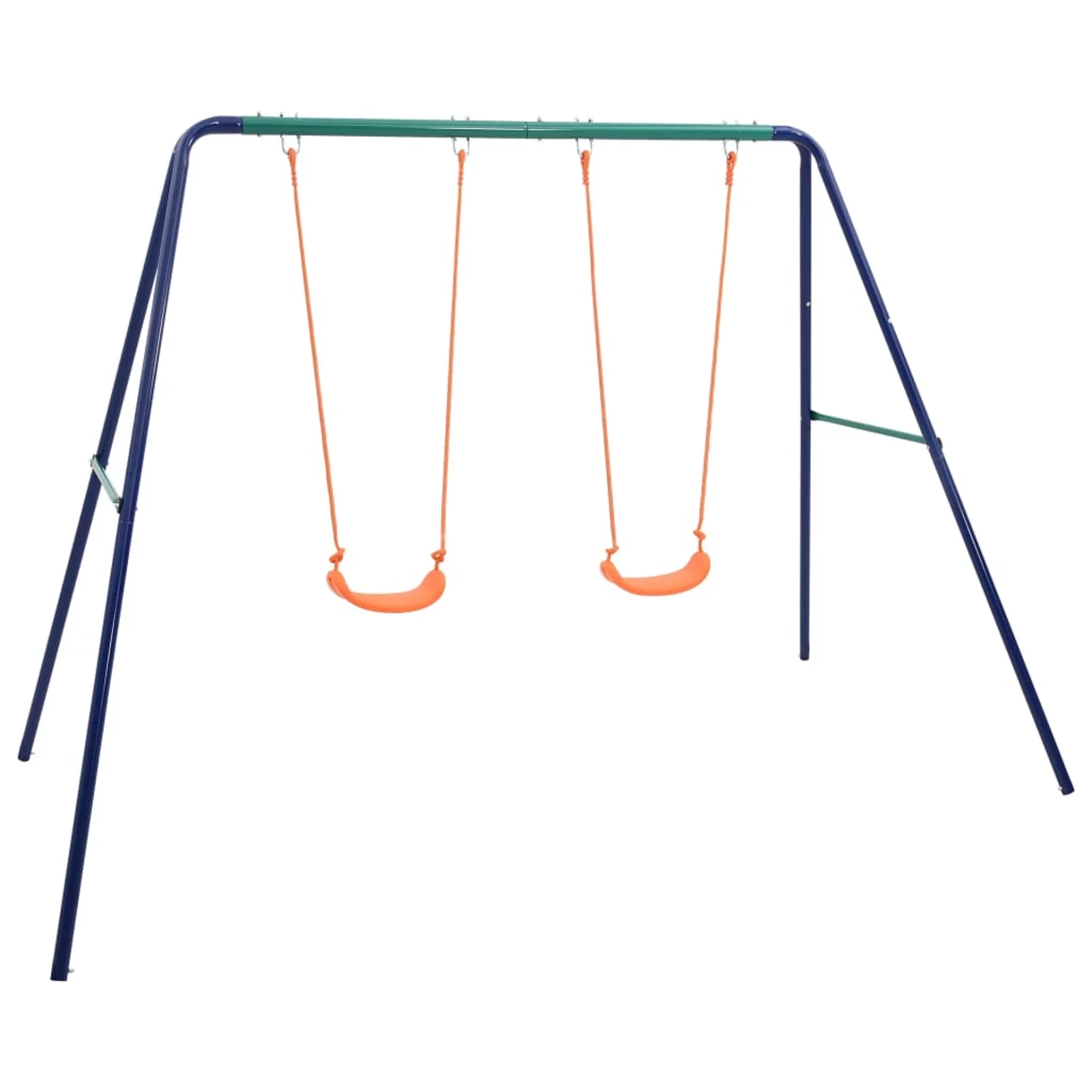 Anself Swing Set with 2 Seats Outside Playground 2 Singe Swing Steel Frame Children Patio Playground Swing Set 107.2 x 61.4 x 70.9 Inches (W x D x H)