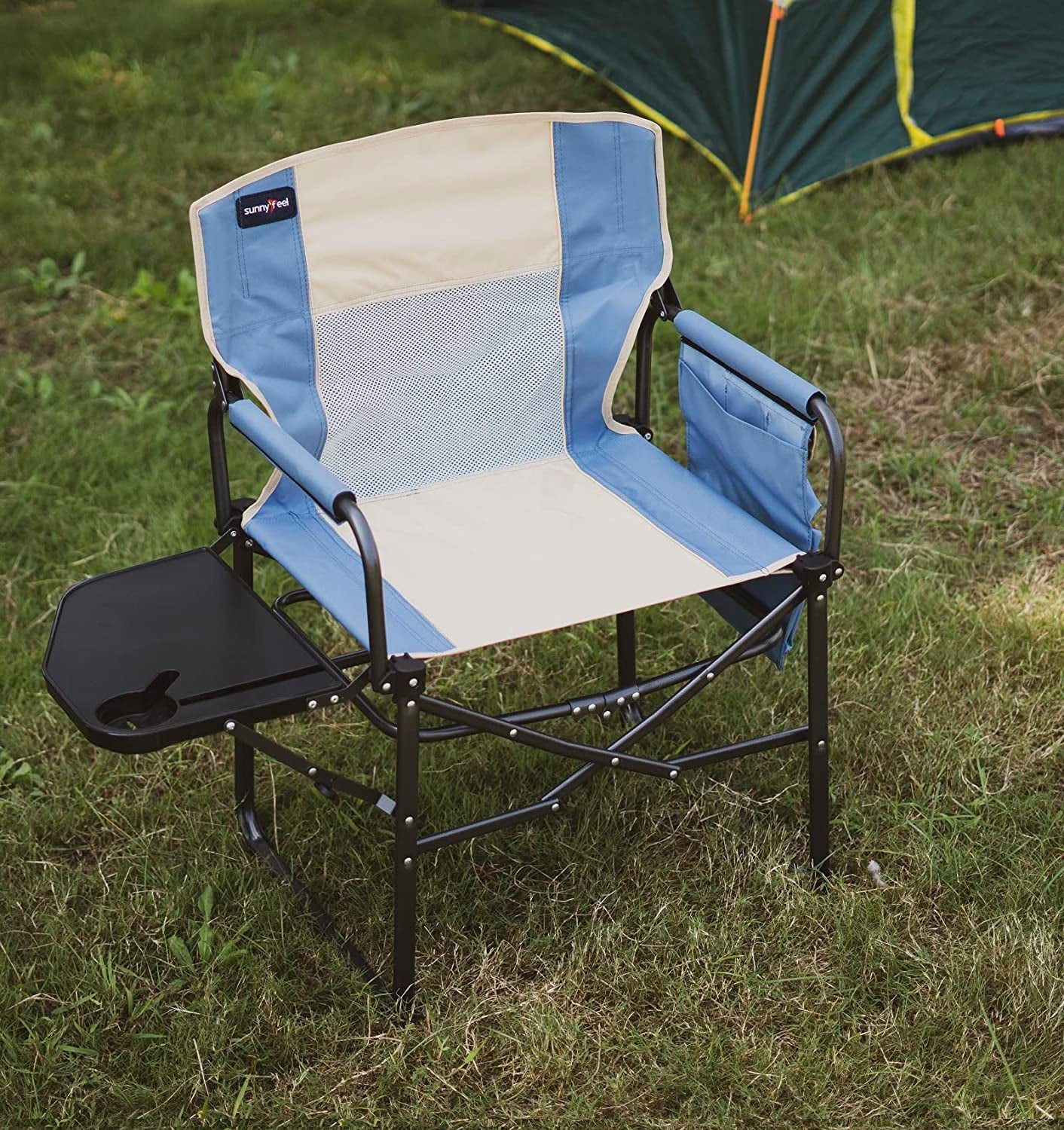 SUNNYFEEL Camping Directors Chair, Heavy Duty,Oversized Portable Folding Chair with Side Table, Pocket for Beach, Fishing,Trip,Picnic,Lawn,Concert Outdoor Foldable Camp Chairs