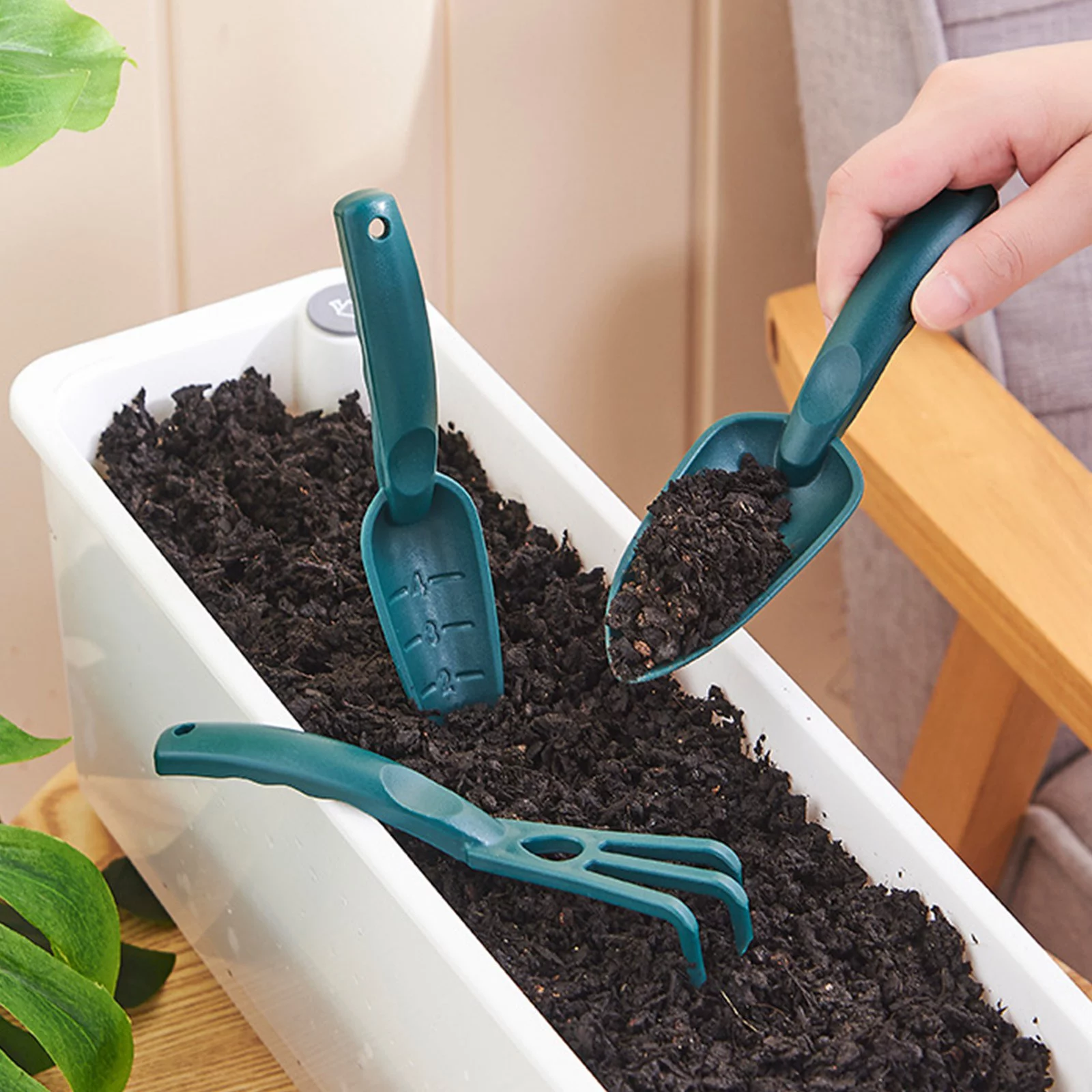 MVNSFEW Shovel Rake Flower Mini Household Vegetable Soil Loosening Soil Digging Flower Gardening Tools Three Piece Set