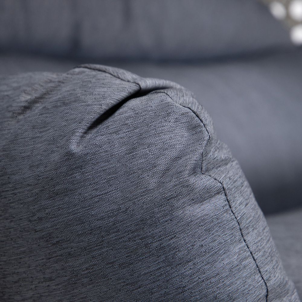 Buumin Charcoal Wicker Hanging Double-Seat Swing Chair with Stand w/Dust Blue Cushion