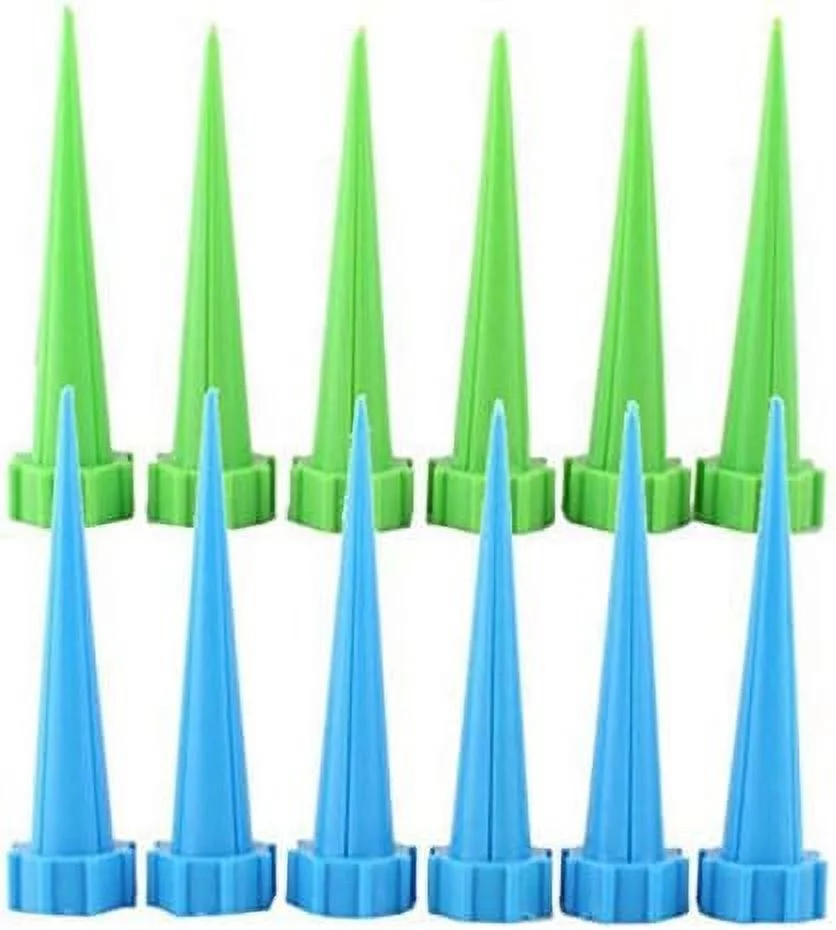 - Lot Of 12 Pcs Get Straight To The Root - Automatic Garden Cone Watering Spike Plant Flower Waterers Bottle Irrigation Plastic (L13 Cm,Dai 3Cm) Green Blue Color