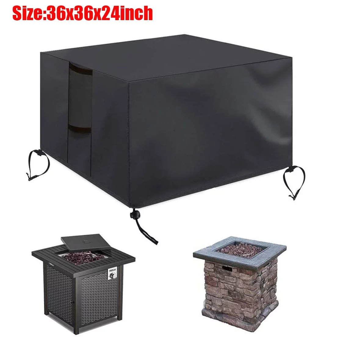 wendunide Gas Fire Cover Square - 36x36x24 inch Waterproof Anti-UV Heavy Duty for Patio Black