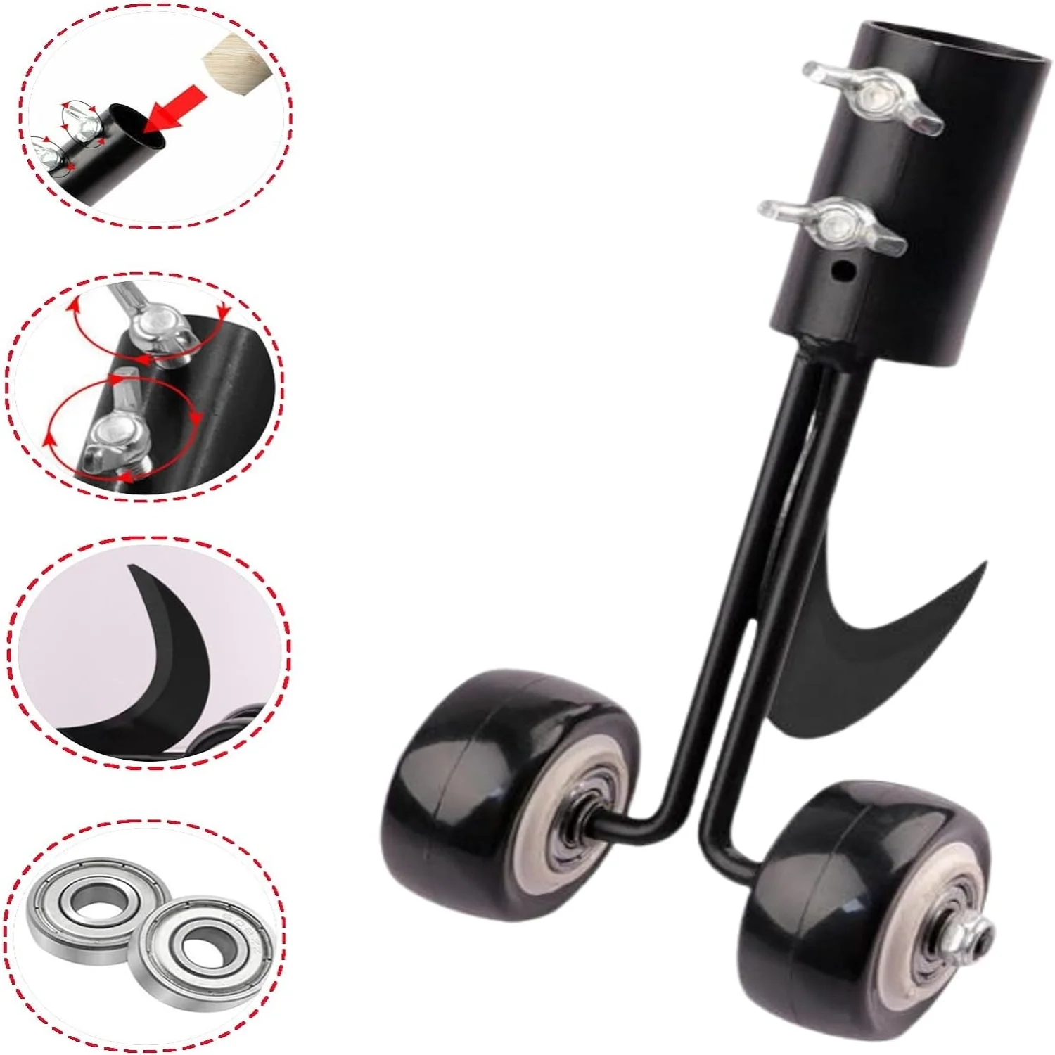 Adjustable Sidewalk Cracks Weeding Cleaning Tool Garden Detachable Stand Up Manual Weeding Tool with Wheels Outdoor No Bend Grass Weed Puller (Curved)