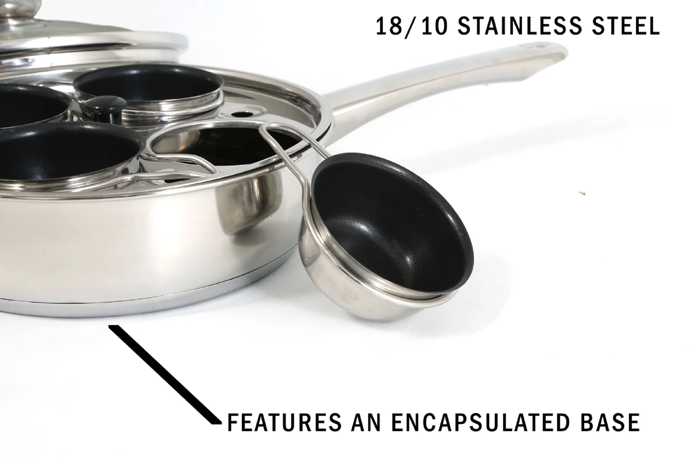 Cook Pro 4 Cup 18/10 Stainless Steel Egg Poacher w/ Non-Stick Coating