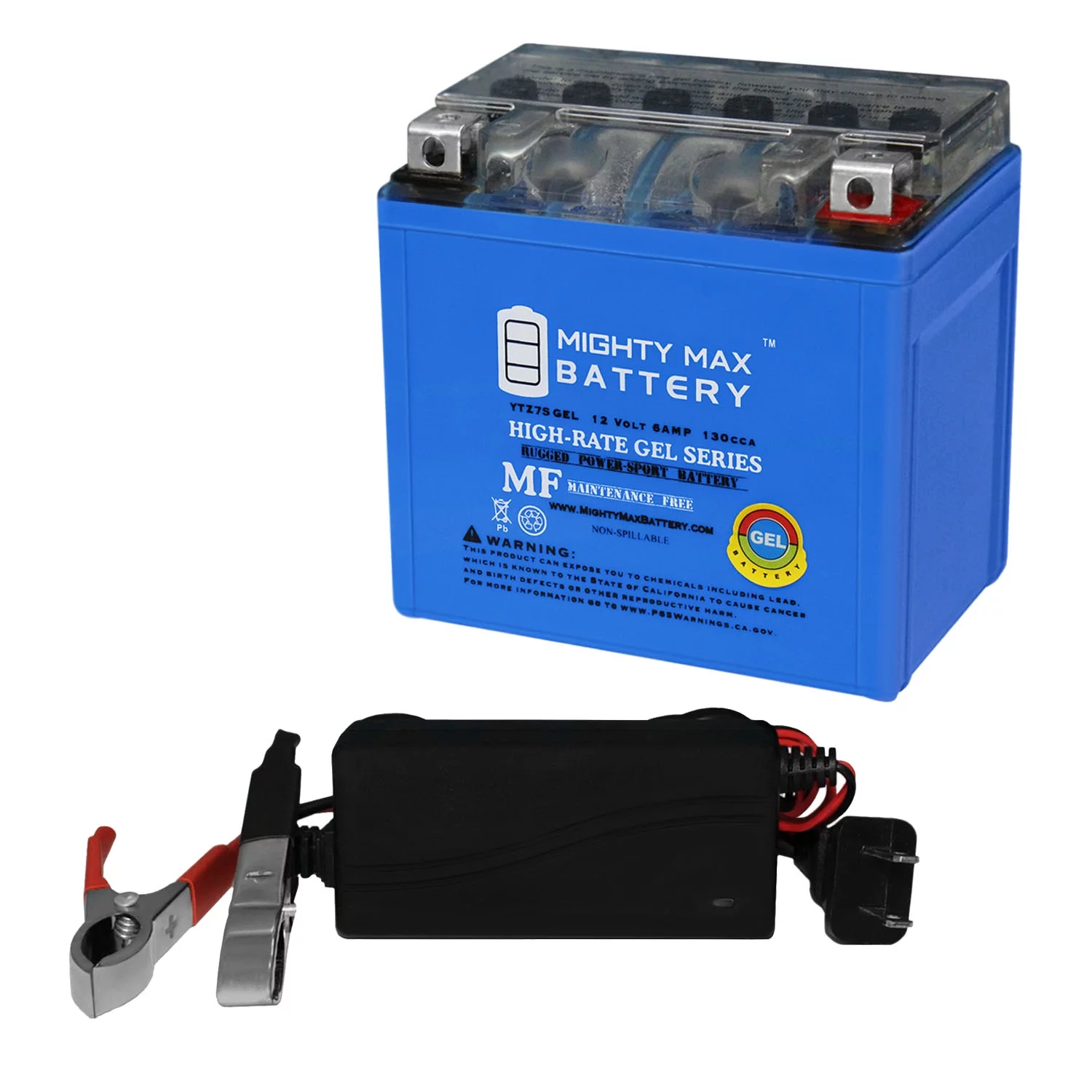 YTZ7S GEL Battery Replaces Husqvarna 250 TE 02-17 + 12V 1Amp Charger
