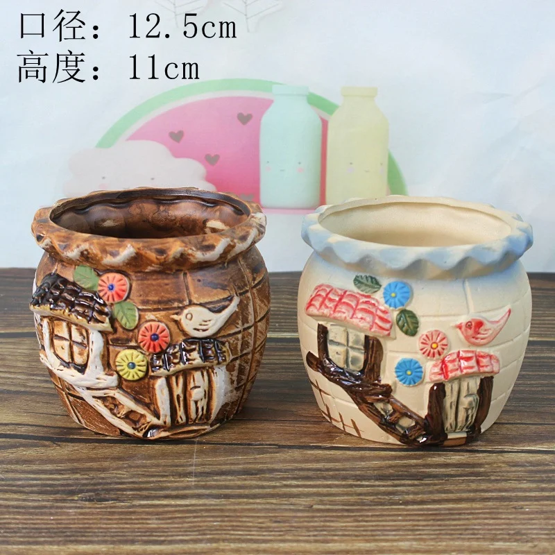 LivNxt Ceramic Bonsai Planter - Succulent Plant Pot, Porcelain Flower Pot, Old Stump Planter