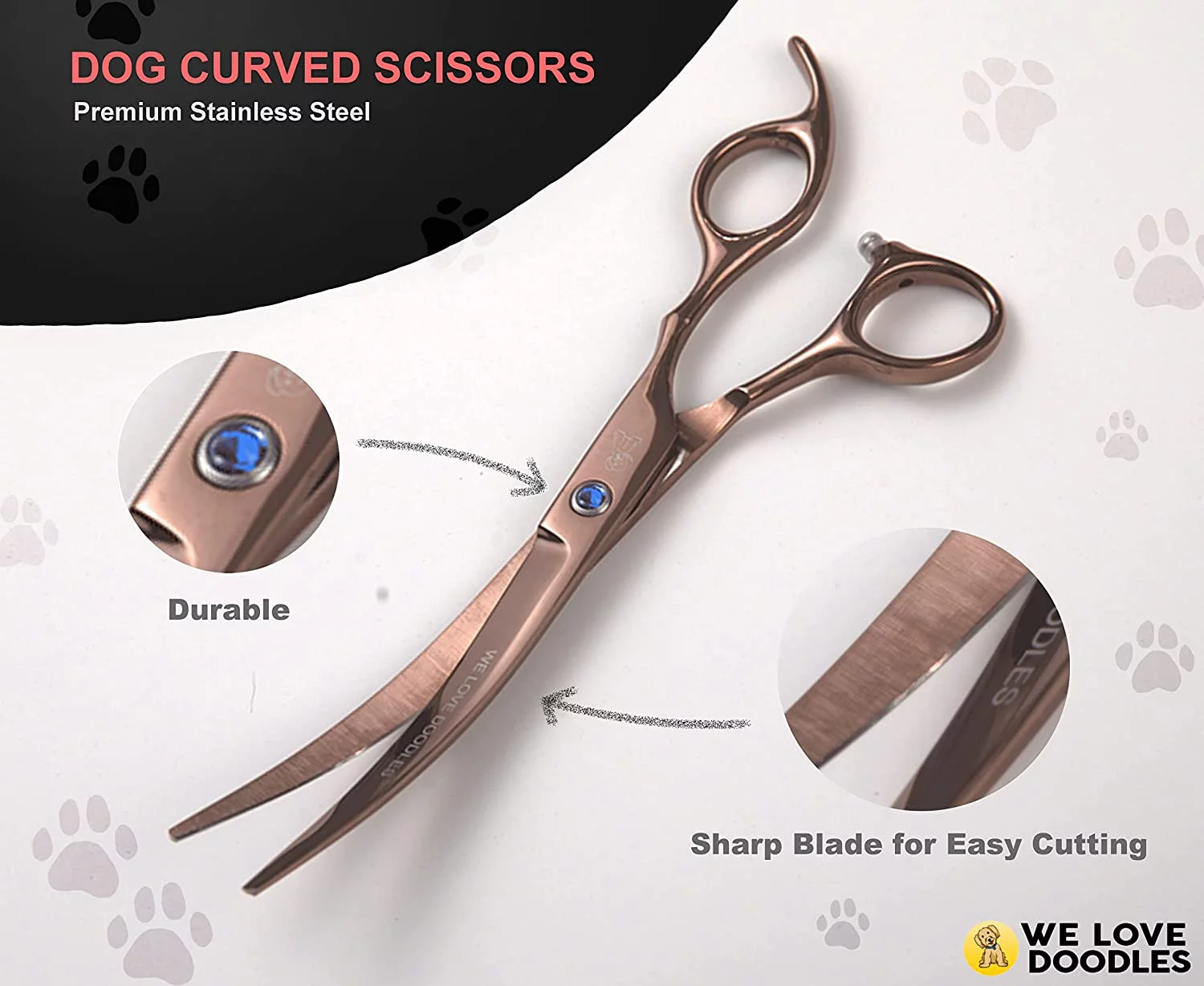 Grooming Scissors Kit, Dog Grooming Shears, Curved, Thinning, Straight Scissors For Dogs [We Love Doodles Dog]