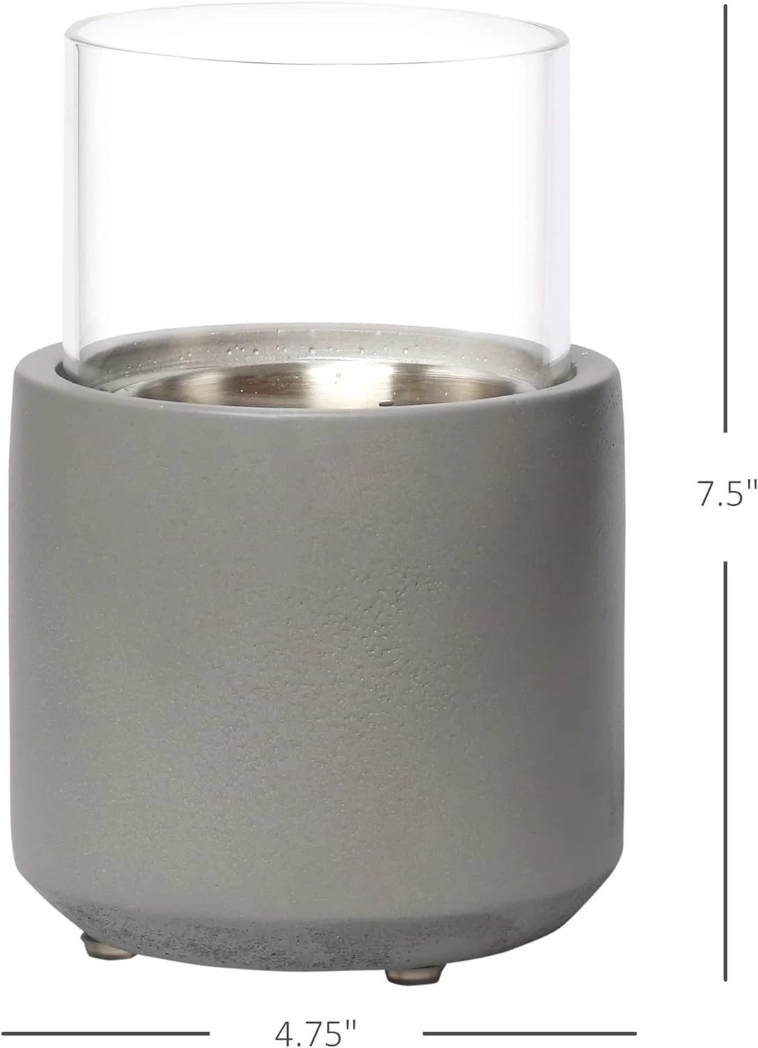 Tabletop Fireplace, Mini Concrete Ethanol Fire Bowl with Lid, Burns up with Liquid Alcohol and Solid Tablet Alcohol, Dark Grey