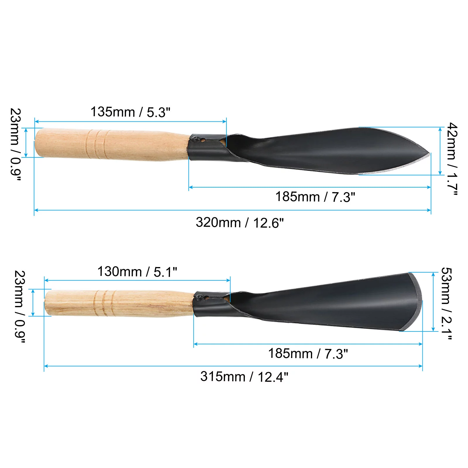 Uxcell Garden Trowel Garden Hand Shovel Trowel Garden Tool Flower Shovel with Wood Handle Black 2 Pack