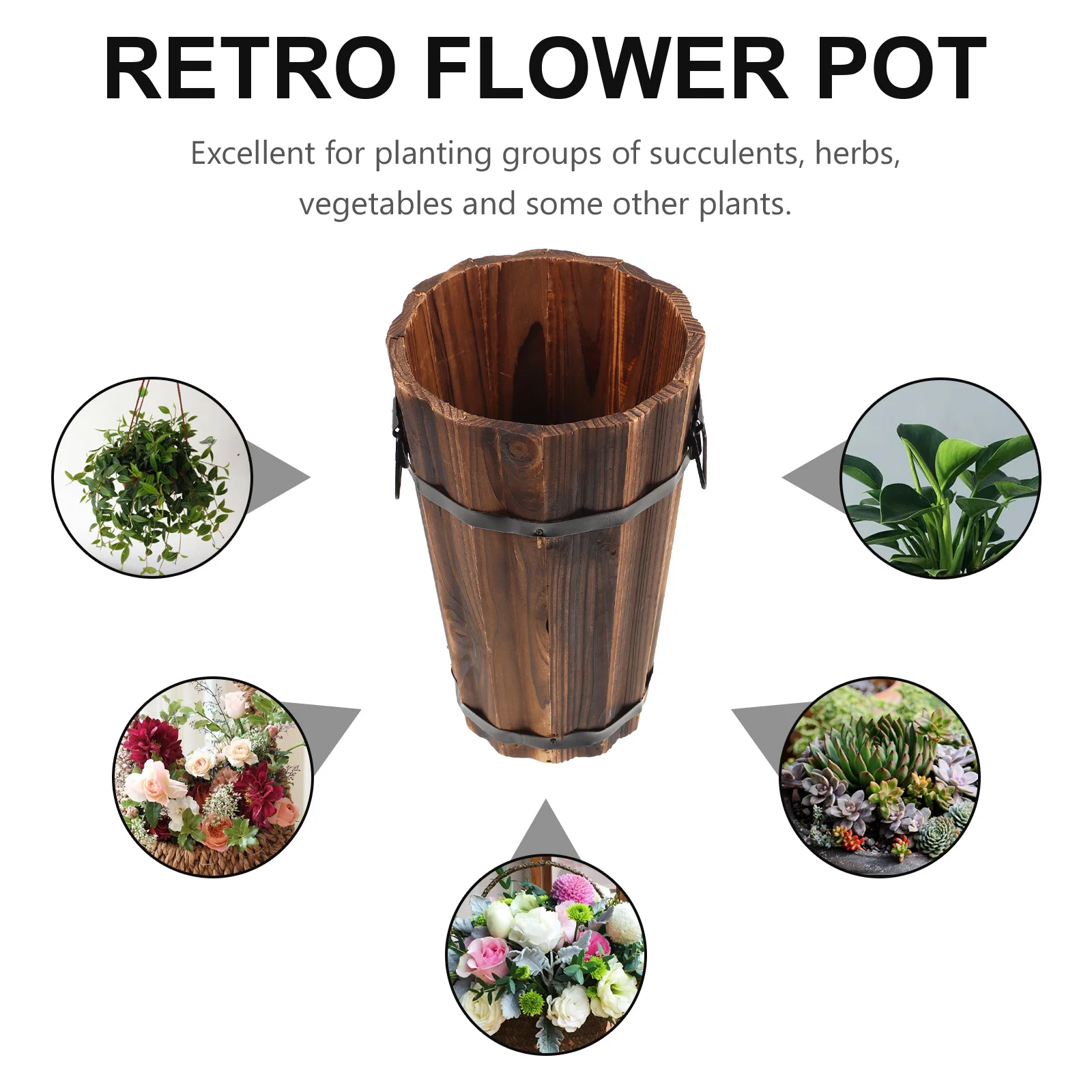 NEW Flower Pot Outdoor Solid Wood Flowerpot Household Pots Gardening Whisky Creative Planting Large planter Bonsai 2024