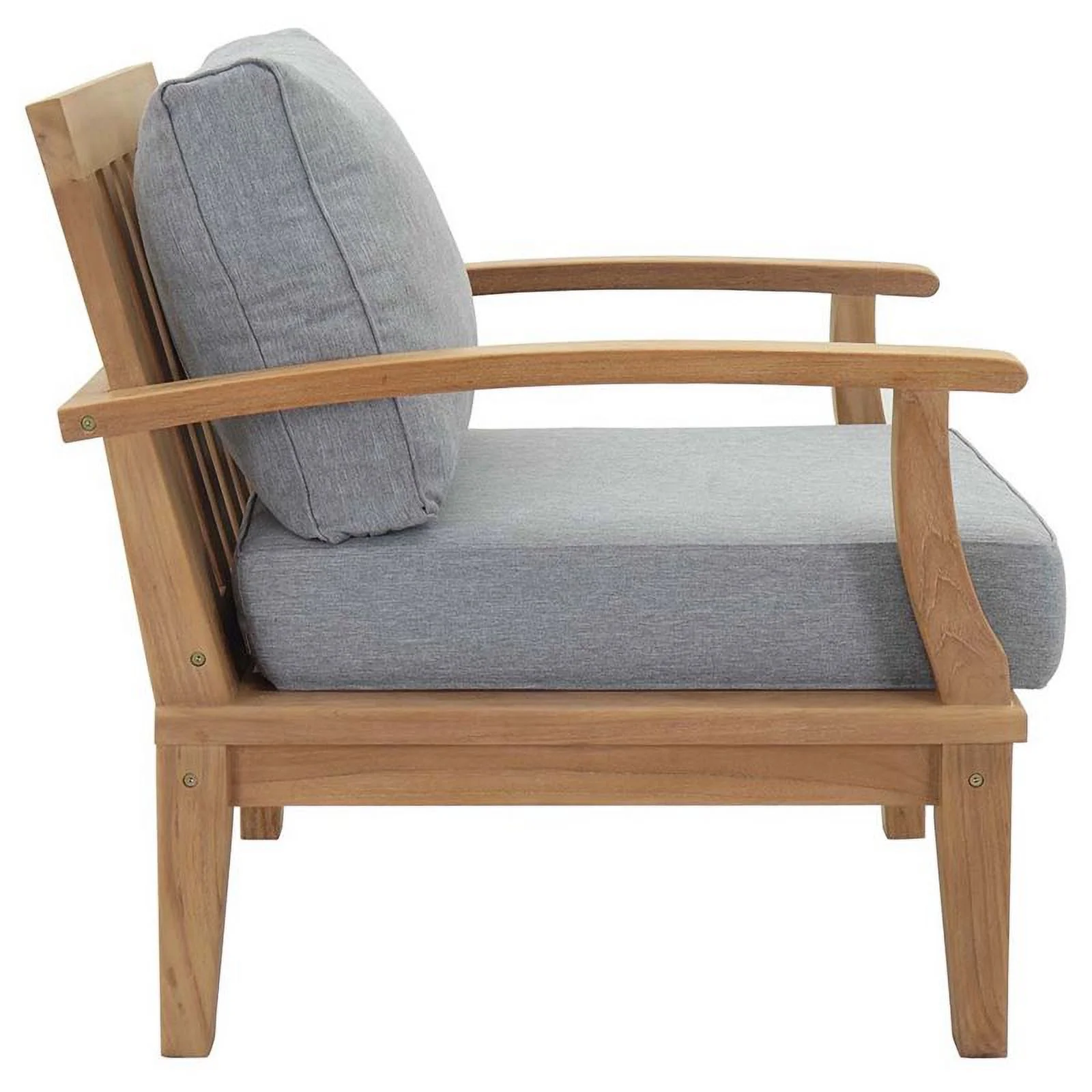 Afuera Living 2-Piece Solid Teak Wood Patio Sofa Sectional Set - Natural / Gray