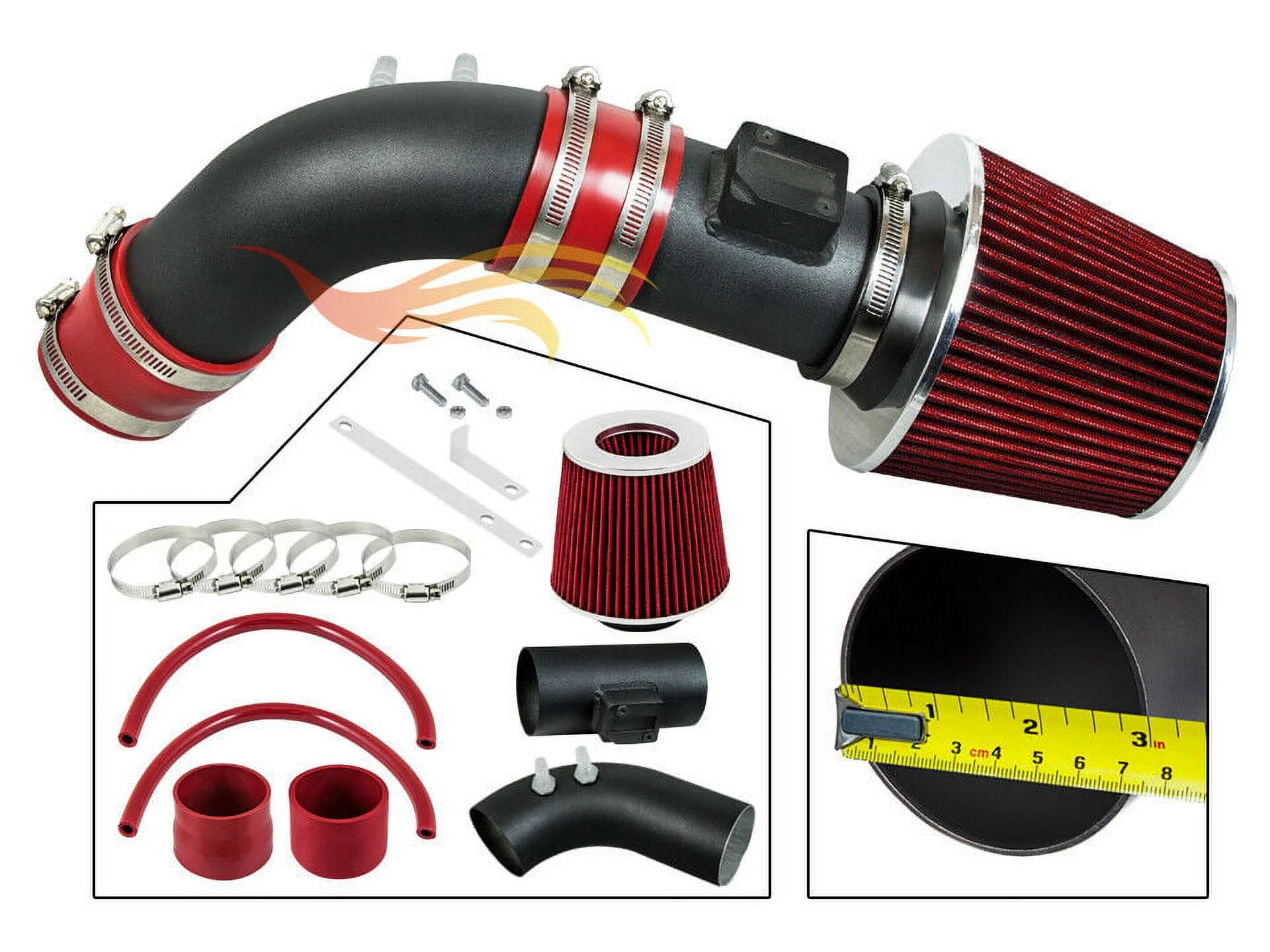 RW SERIES - MATTE BLACK PIPE RED - SHORT RAM INTAKE Compatible For 04-07 Honda Accord 2.4L L4 SULEV
