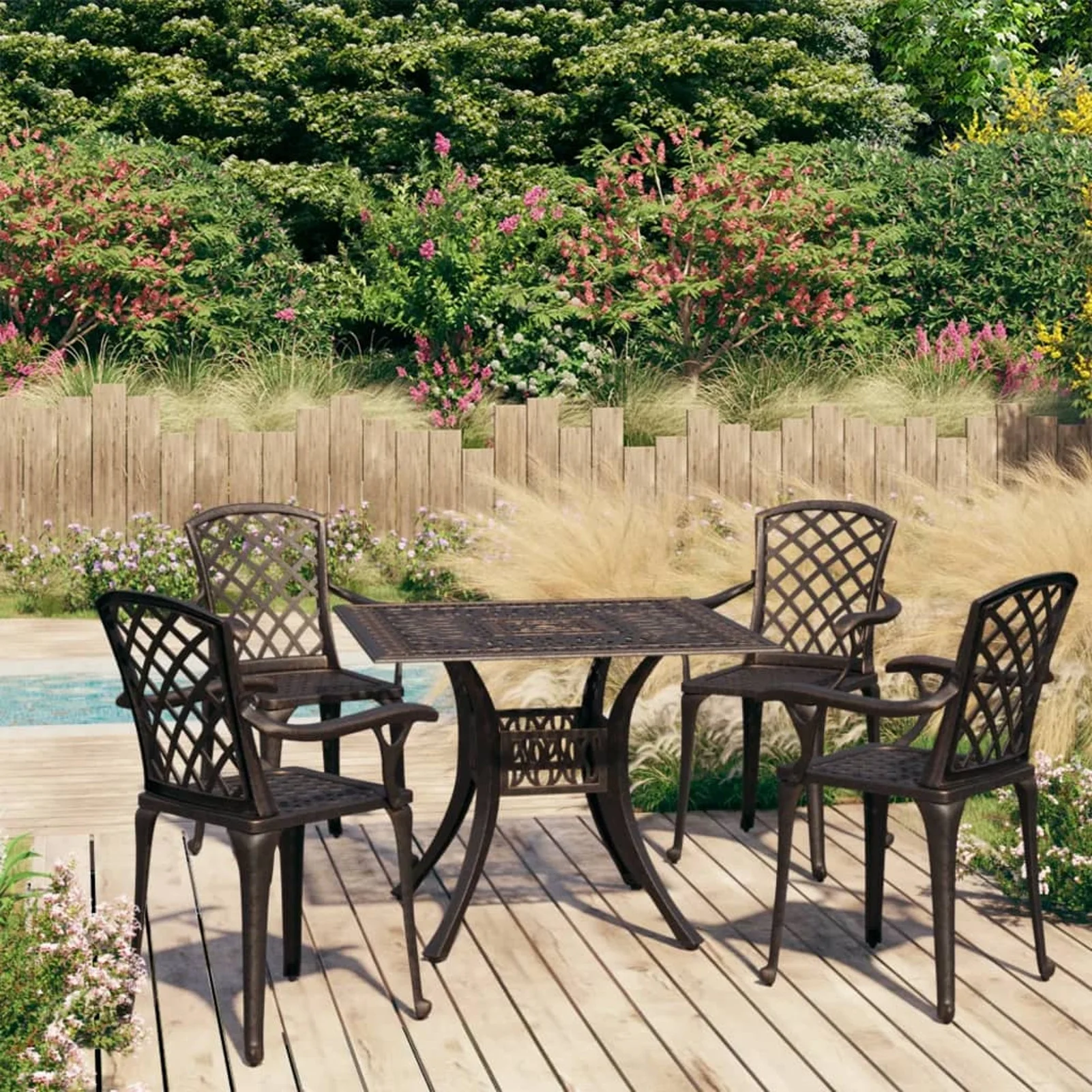 OWSOO 5 Piece Bistro Set Cast Aluminum Bronze