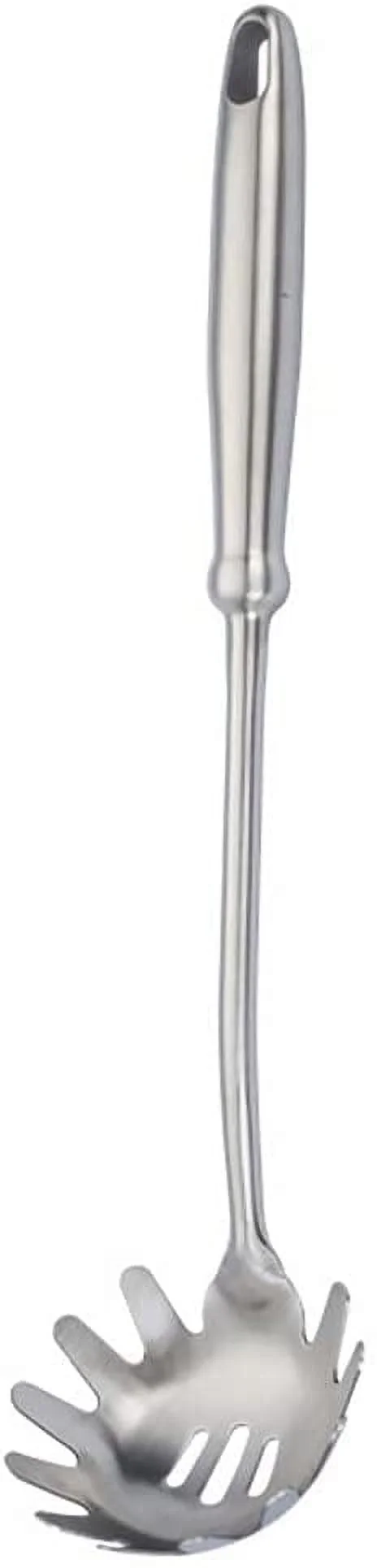 1 Piece Pasta Fork Spaghetti Server Helper Stainless Steel Pasta Spoon Spaghetti Spoon Pasta Server Spaghetti Fork Kitchen Utensil Noodles Server Fork with Teeth, Silver