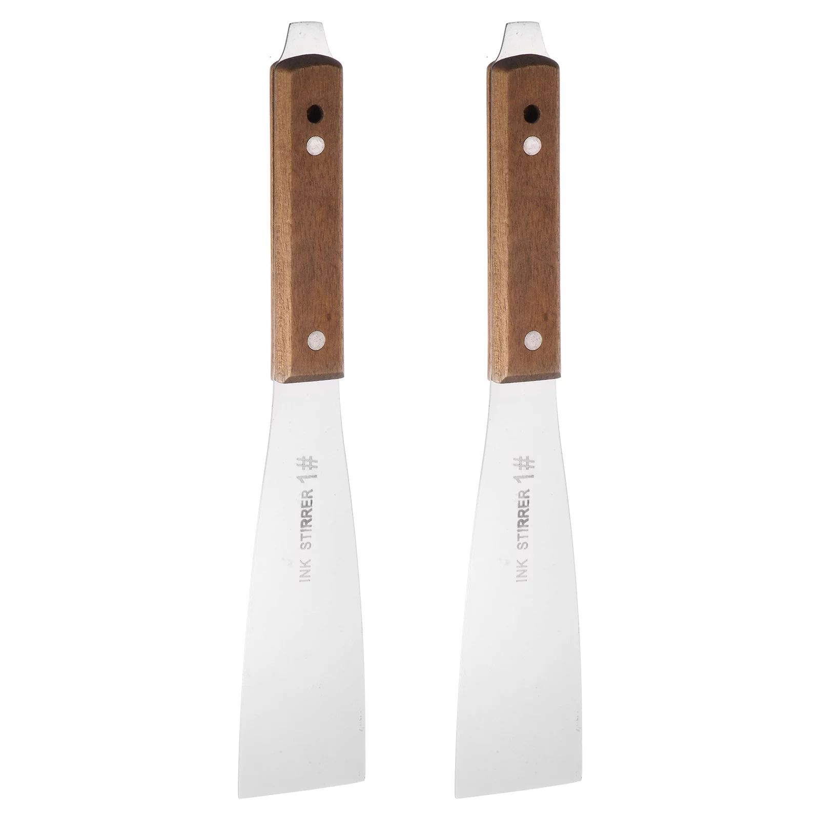 Uxcell 2pcs Painting Knives 45mm Width Shovel Mixing Palette Scraper with Wood Handle for Oil Paint Craft Spreading(1#)