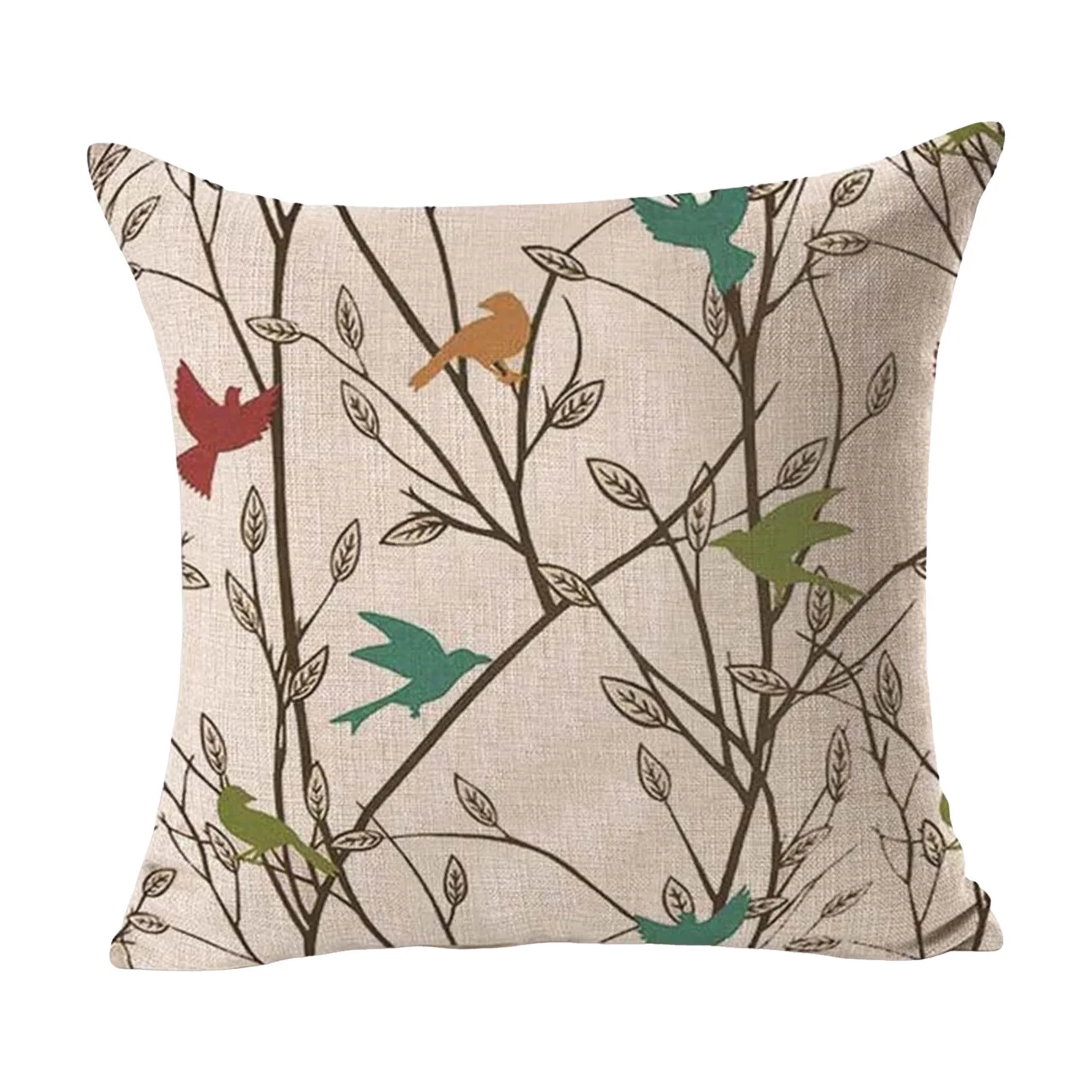 SIfdSeng Satin Pillow Cases King 18X18 Inch Bird Song Decoration Throw Pillow Cover Cushion Cover Linen Pillow Cover Protective Cover Sofa Sofa Terrace Chair Seat Home Car Decoration