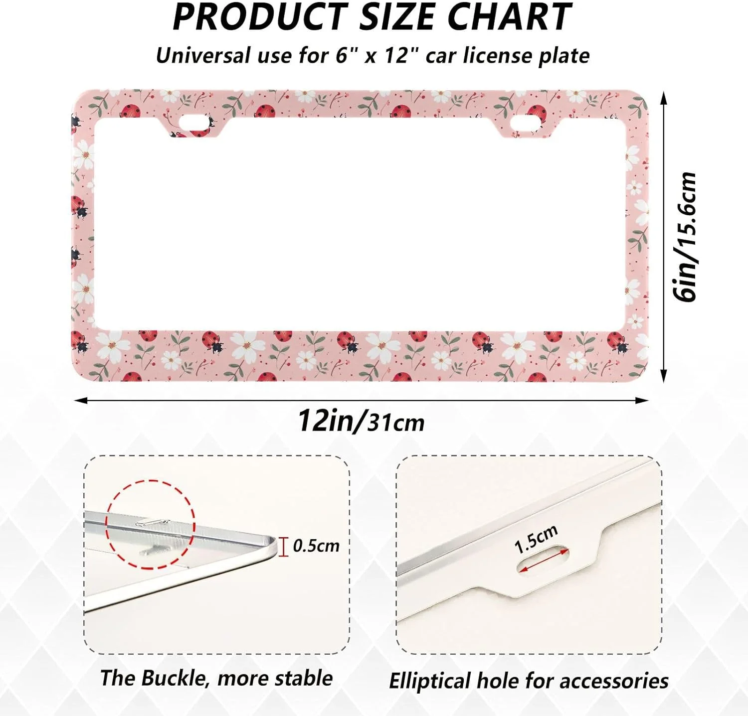 Coolnut Red Beetle Ladybug License Plate Frames 2 Packs,License Plate Covers,Universal Aluminum Tag Frame for Front and Rear Car Tags120 Home Decor