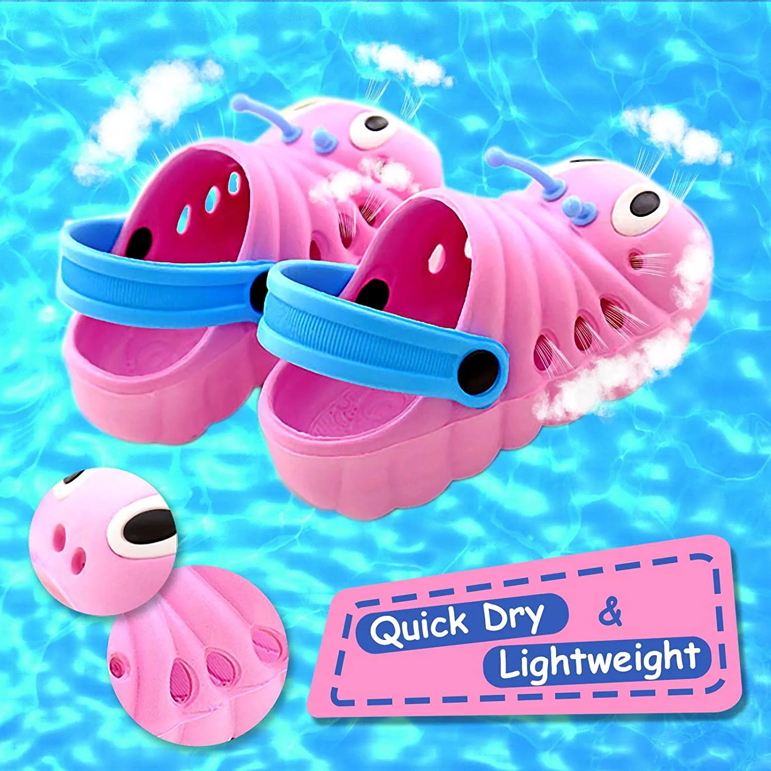 Baby Clogs Funny Garden Shoes Non-Slip Plastic Kids Sandals Closed Toe Slippers Cute Infant Toddler Beach Shower Shoes for Boys and Girls 0-5 Years