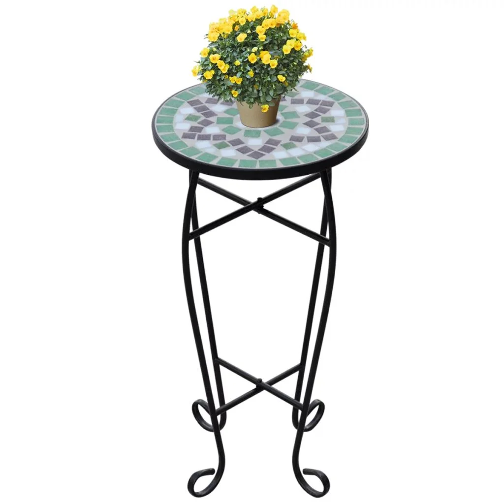 Carevas Side Table Plant Table Green White