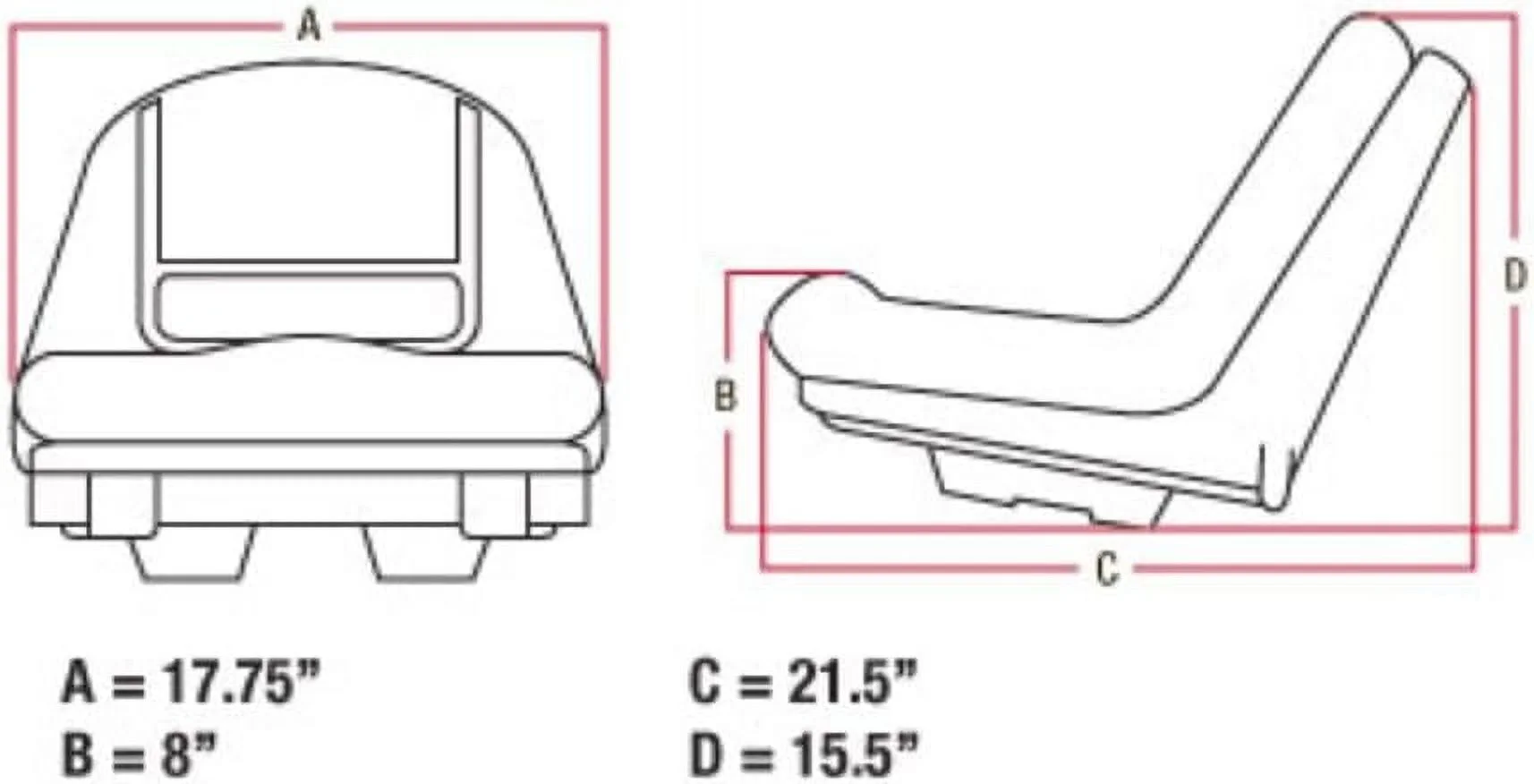 Deluxe High Back Seat for John Deere Riding Mower Lawn Tractor models G110, L100, L105, L107, L110, L118, L120, L130, 135, 145