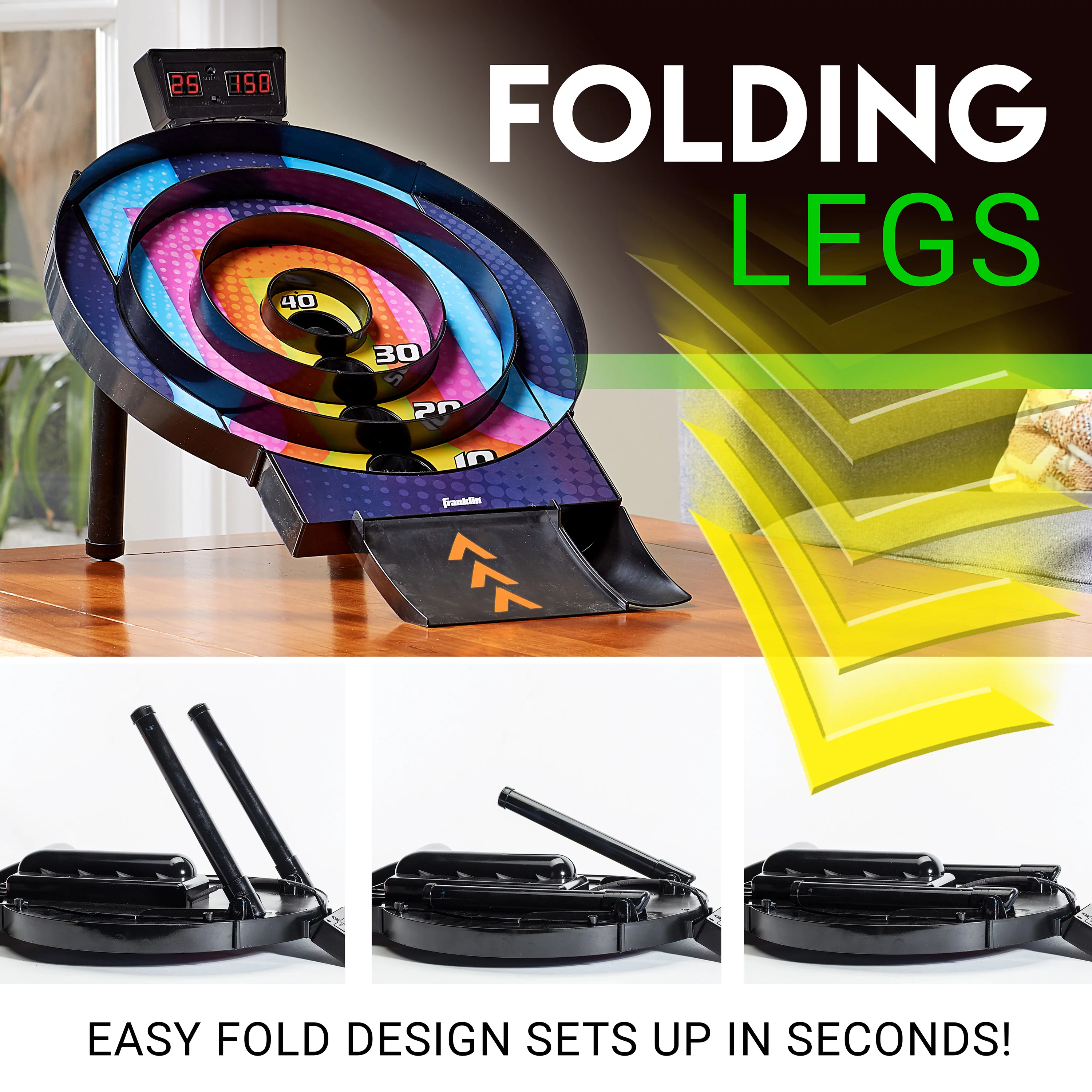 Franklin Sports Whirl Ball Arcade Game - Game Room Ready Tool Free Arcade Game - Auto Scoring Electronics With Arcade Ball Return Ramp Great For Kids And Family Fun!