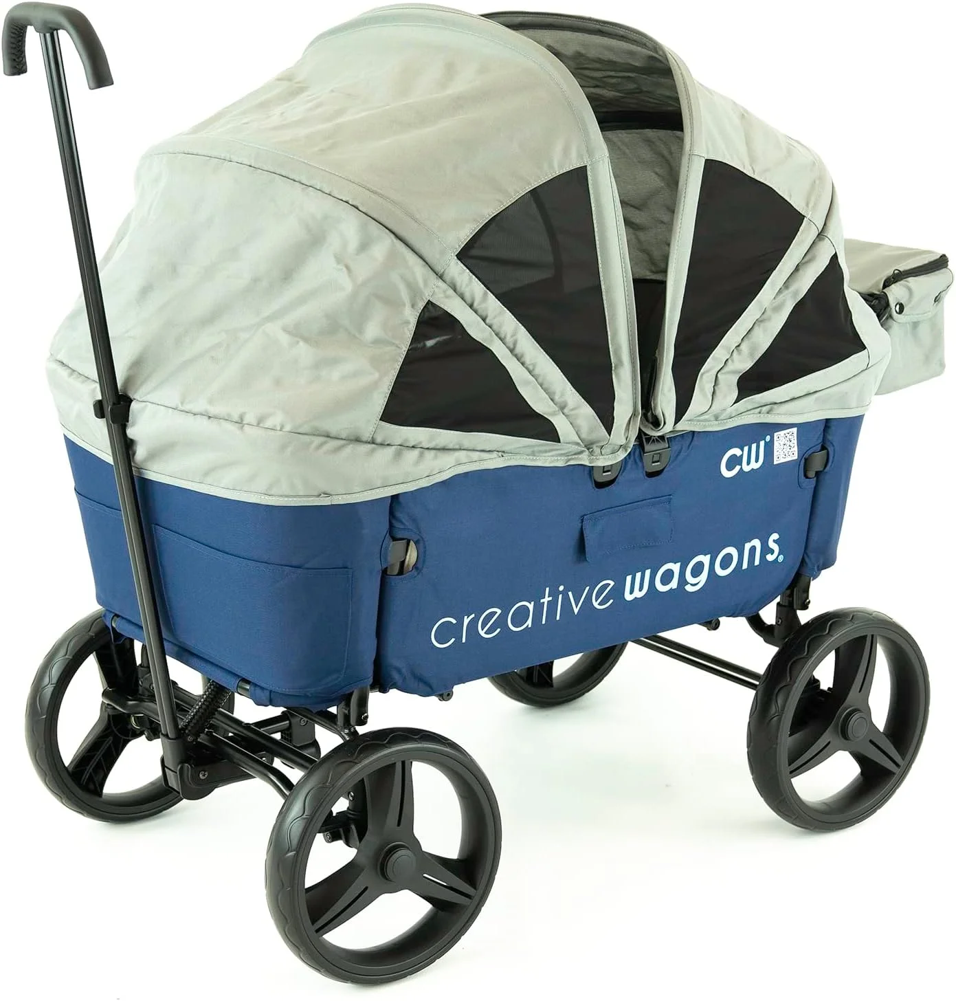 Collapsible Folding Wagon | Outdoor Camping Garden Utility Wagon Yard Cart | Beach Trolley Buggy | Blue