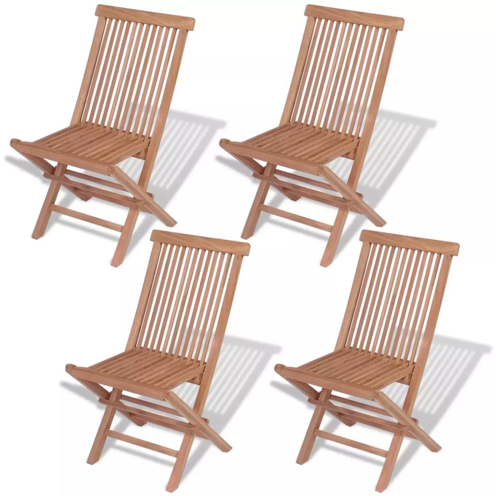 Andoer Folding Garden Chairs 4 pcs Solid Teak Wood